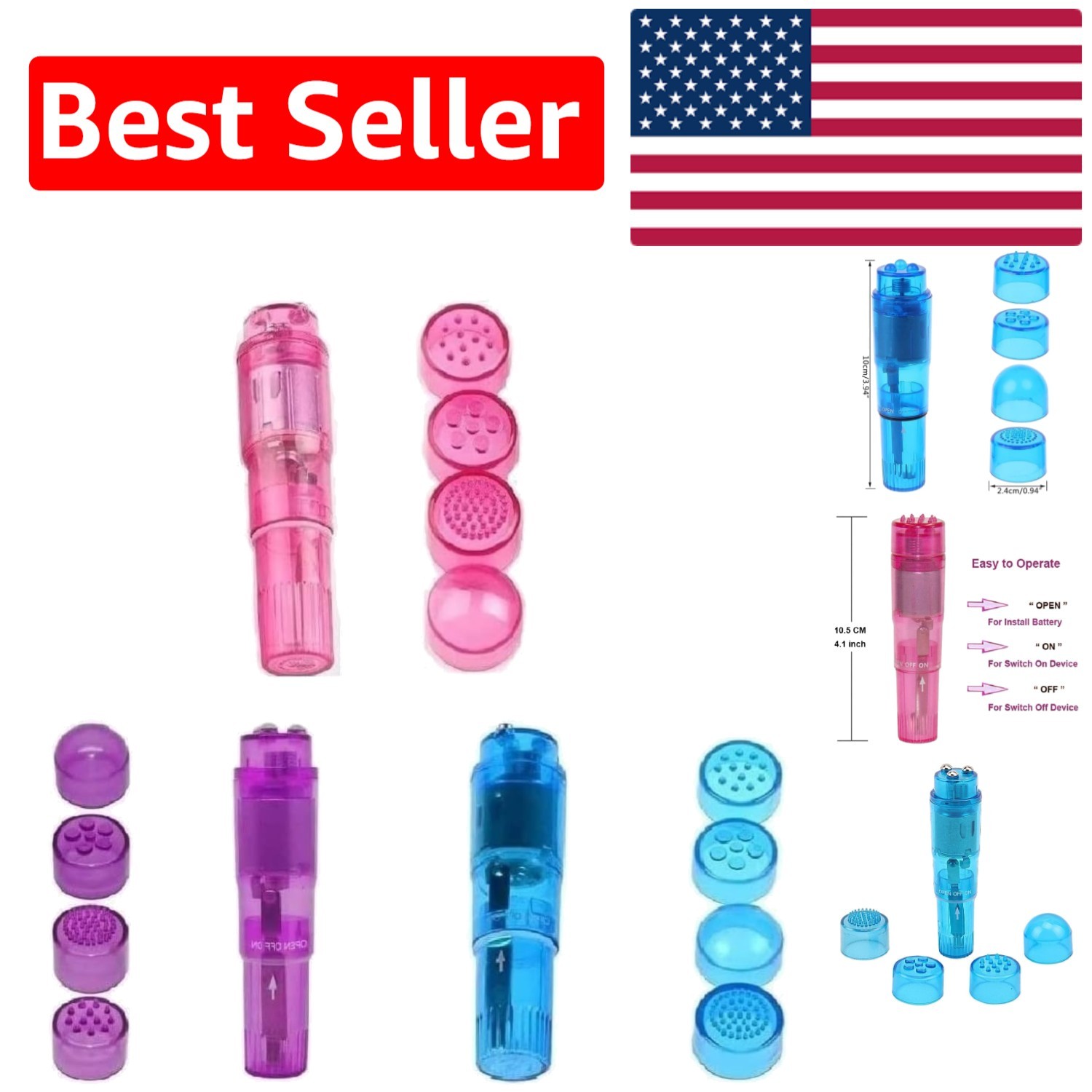 Handheld Vibrating Massager in Pink, Purple, or Blue – Perfect for Travel