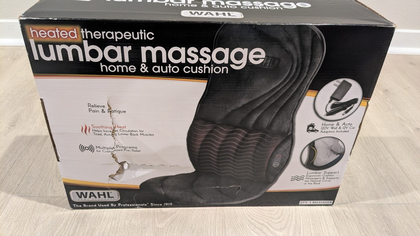Wahl Heated Therapeutic Lumbar Massage Home & Auto Cushion New Unopened Box