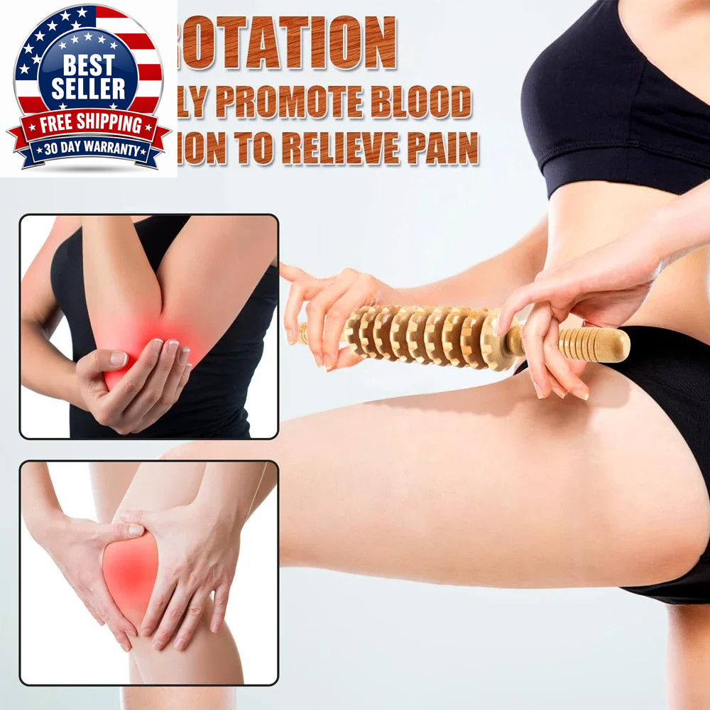 Curved Wood Roller for Stomach Cellulite,Wooden Therapy Massage Tool for Body Sh