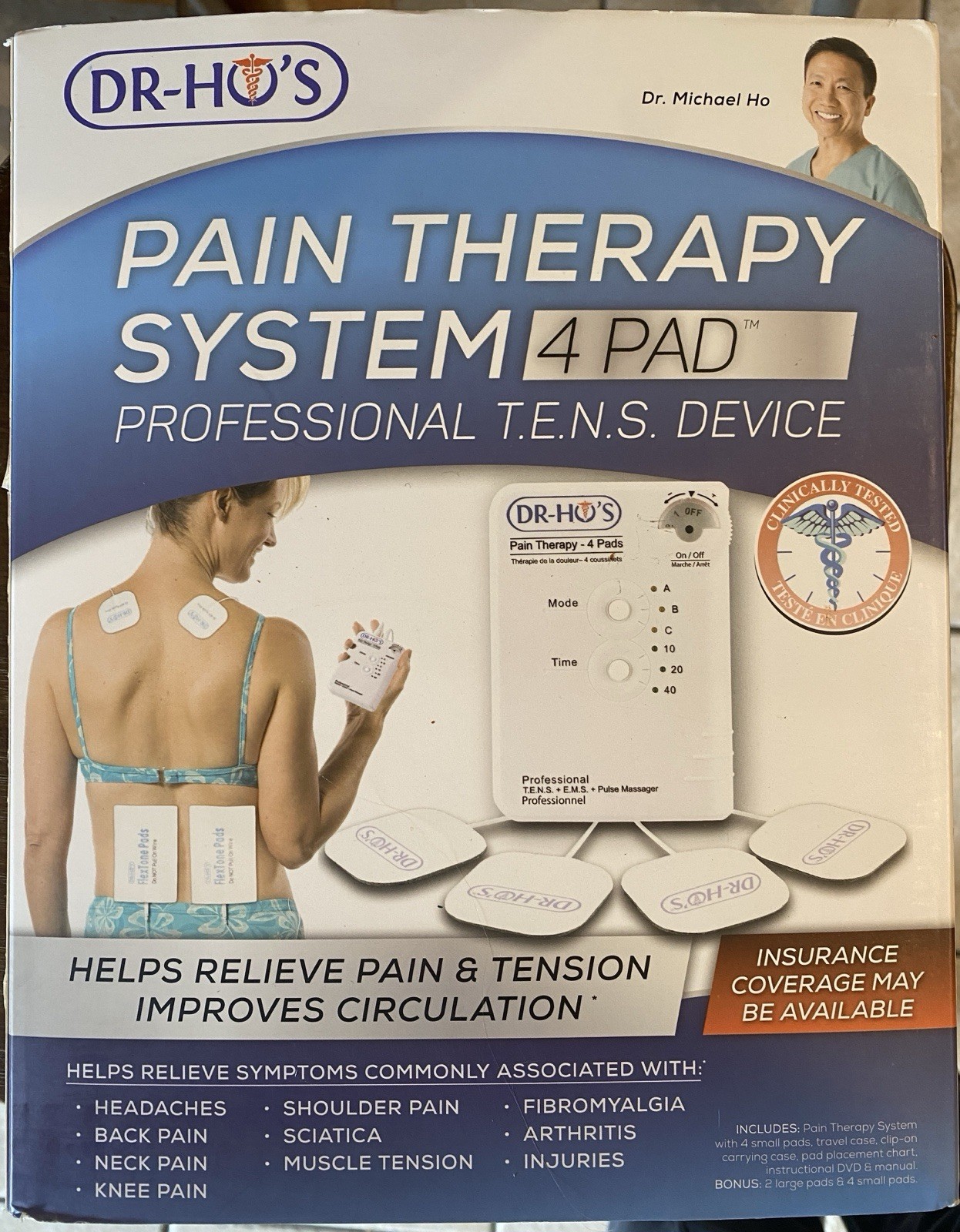 DR-HO’S Pain Therapy System 4-Pad Device Pain Relief Massager with/no Color Box