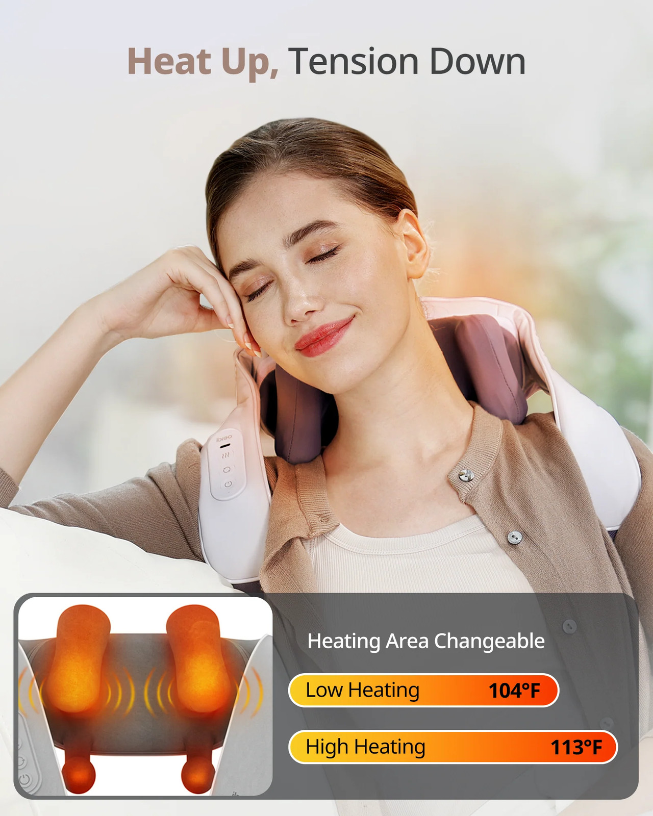 Adjustable Hands-Free Massager with Back Strap – 4.2″-4.8″ Spacing, Shoulder Str
