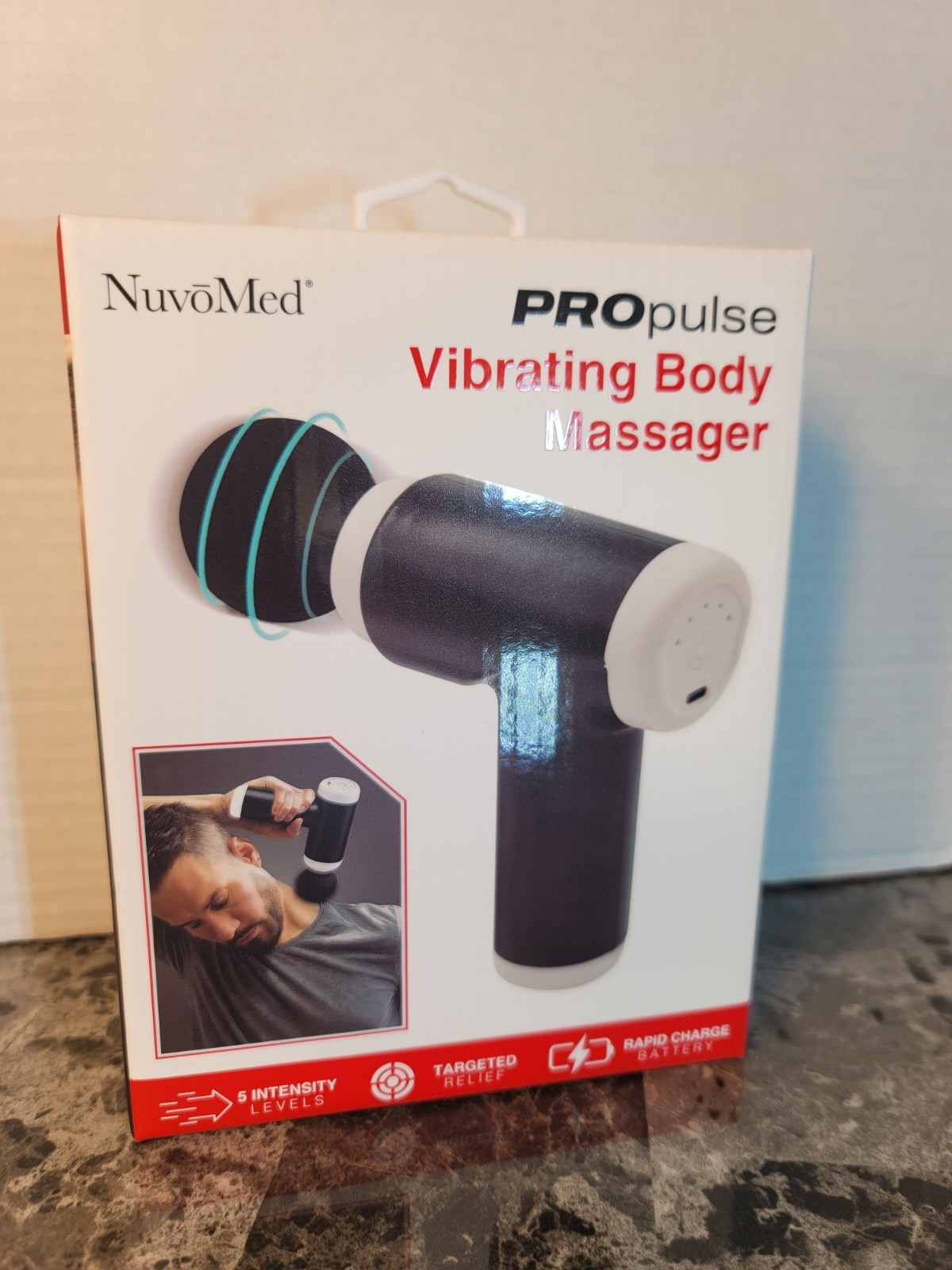 NuvoMed PROpulse Vibrating Body Massager 5 Speed Muscle Gun Rechargeable Battery