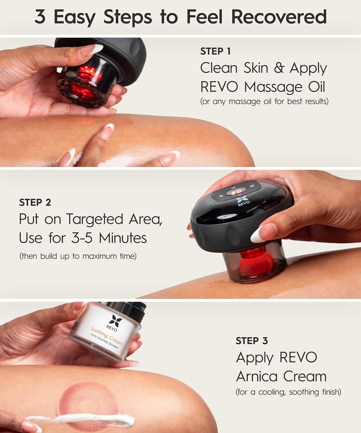 REVO Smart Cup 4-in-1 Electric Cupping Therapy Massager Heat & Red Light