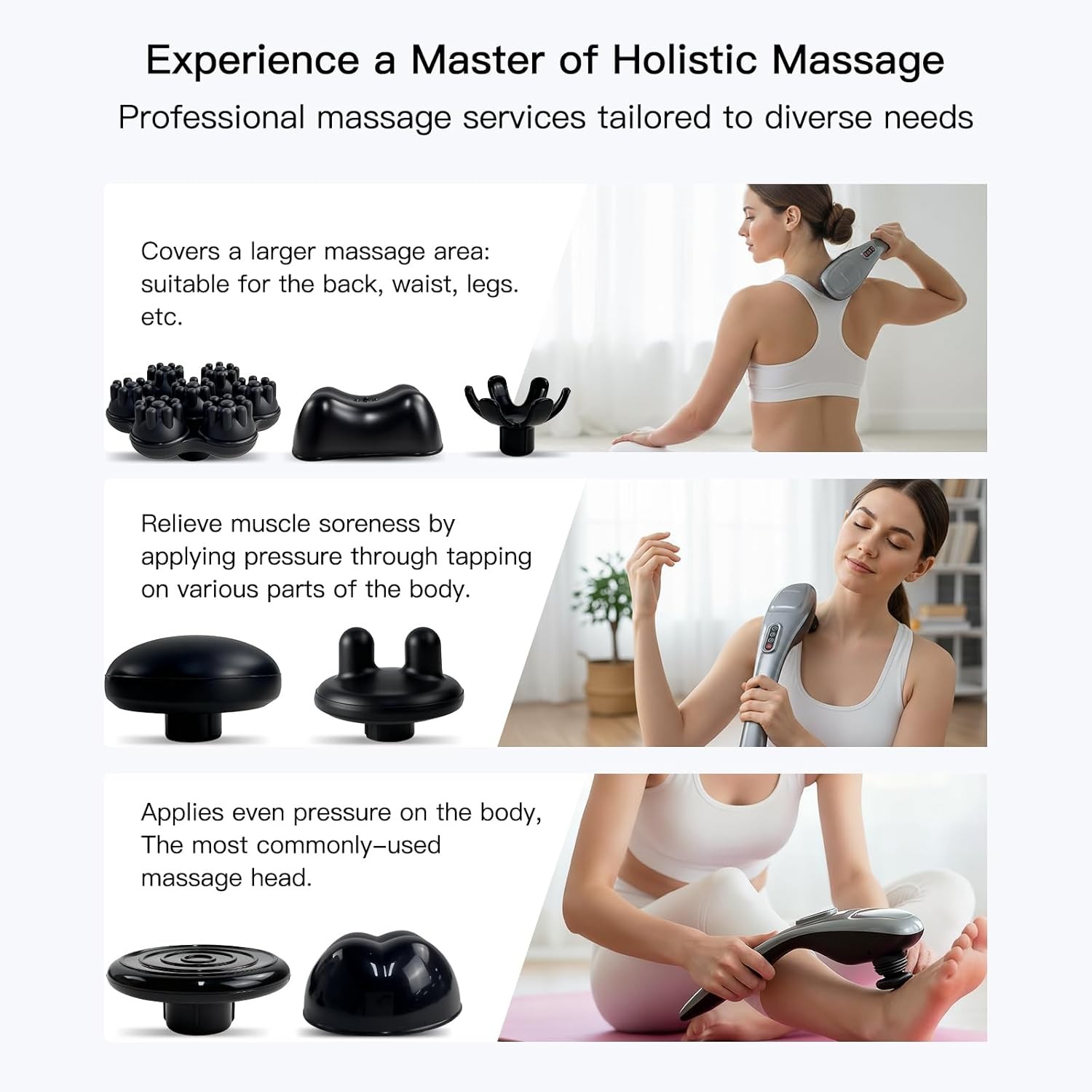 Handheld Back Massager Deep Tissue Percussion Gun Portable Neck Shoulder