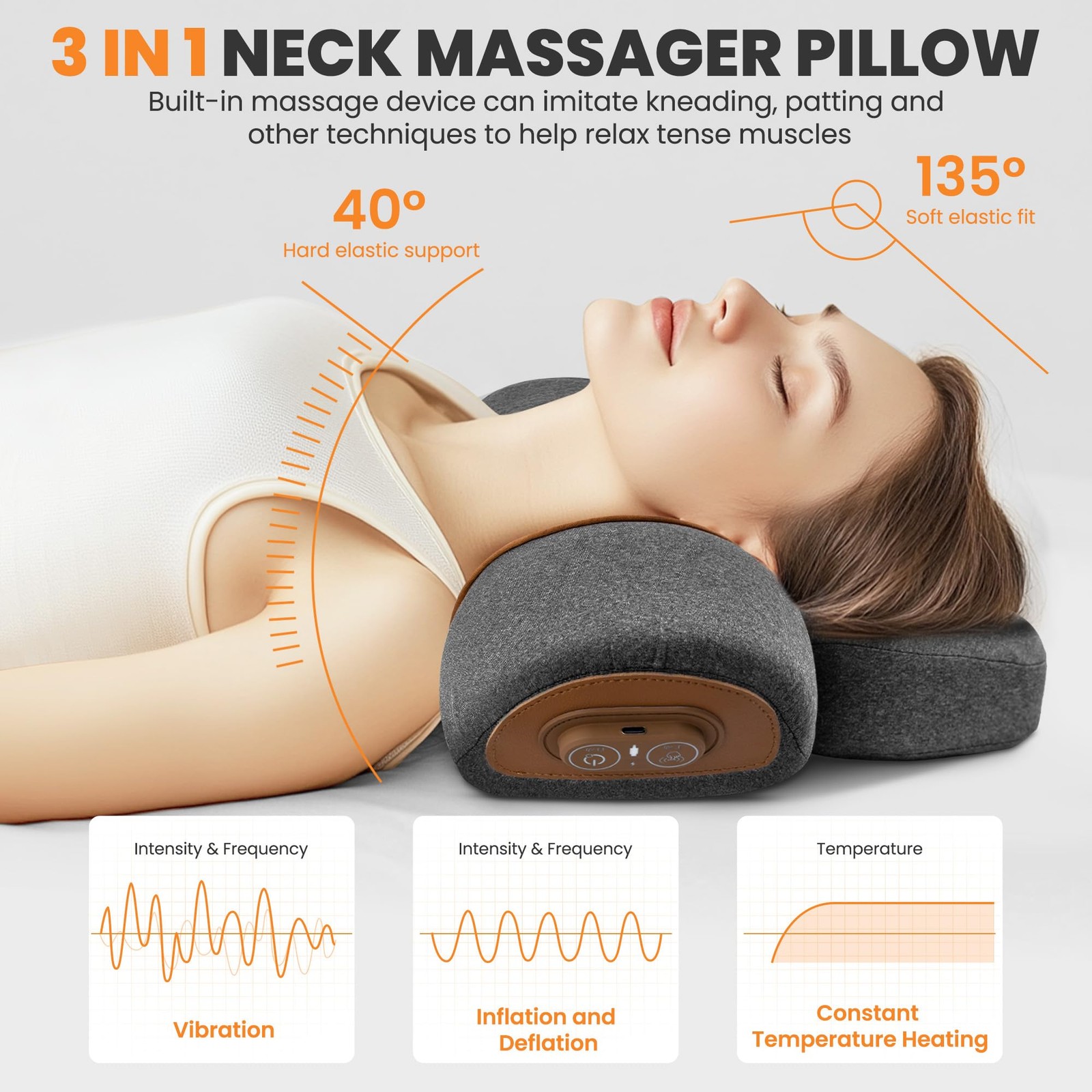 Svxhaoy 3-in-1 Neck Massage Pillow—with Heat, Massage, and Traction Stretchin…