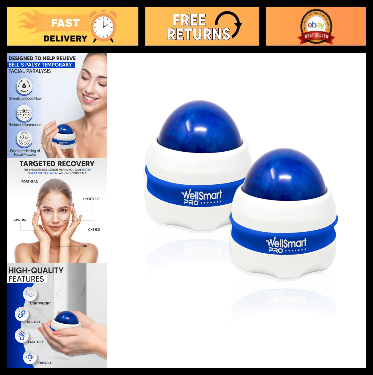 Facial Massager & Stimulator for Bell’s Palsy – Nerve & Muscle Relief, 2 Pc Set