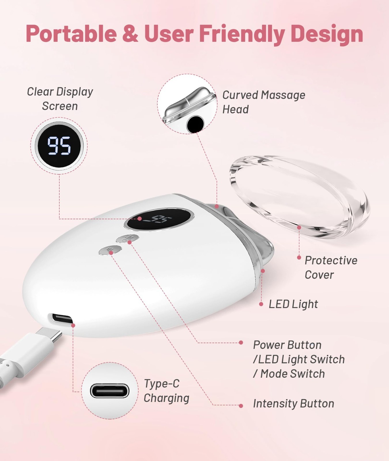 4-in-1 Red Light Therapy Gua Sha Tool with Heat & Vibration – Face Massager for
