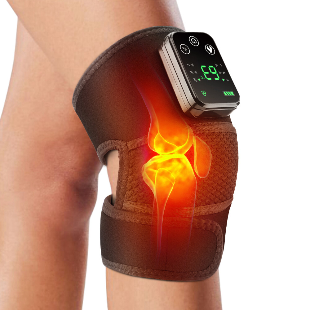 Heated Knee Massager Vibration Electric 3 in 1 Knee Shoulder Elbow Support Brace