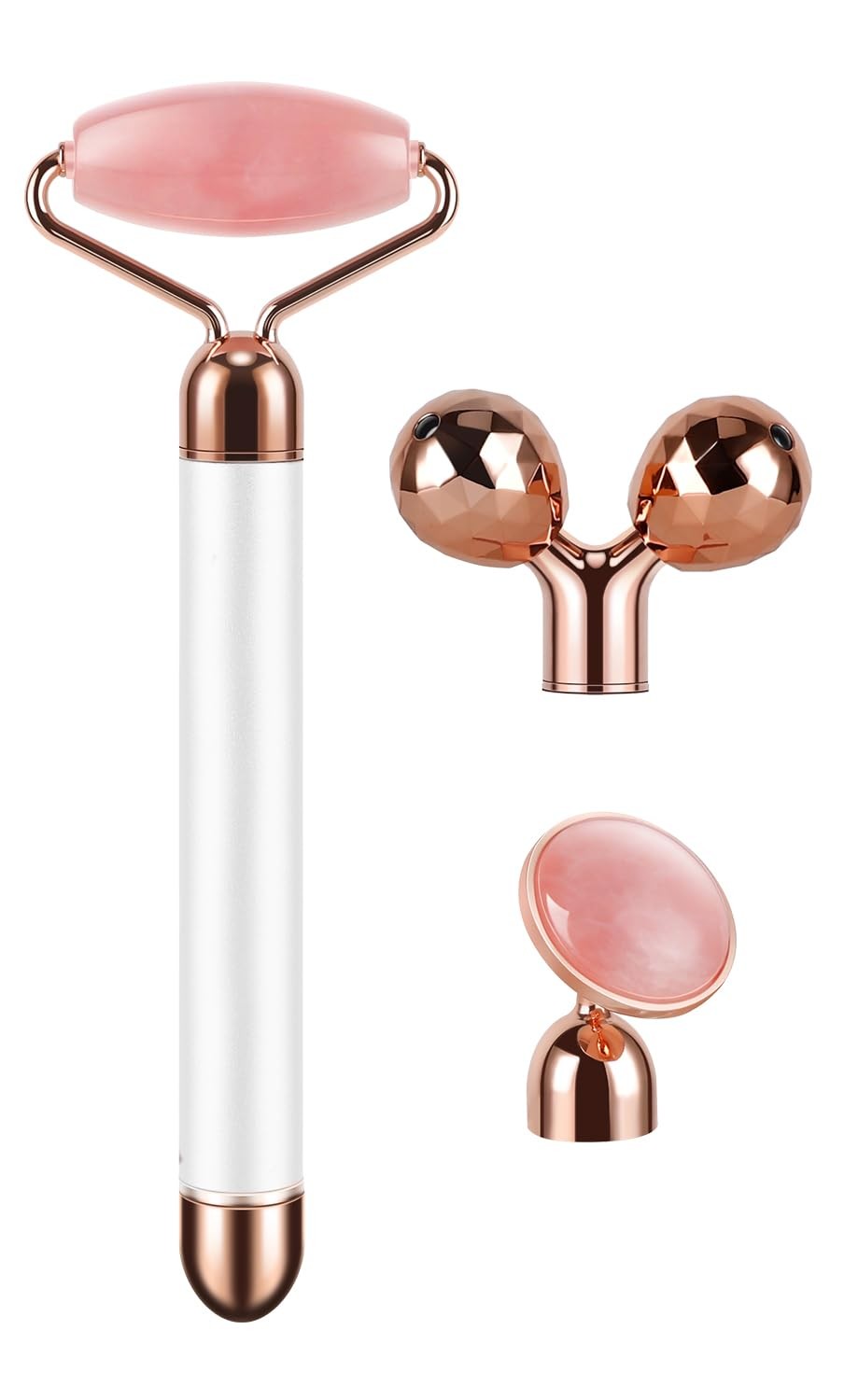 3-in-1 Jade Roller 3D Roller Roller & Massager, Rose Quartz