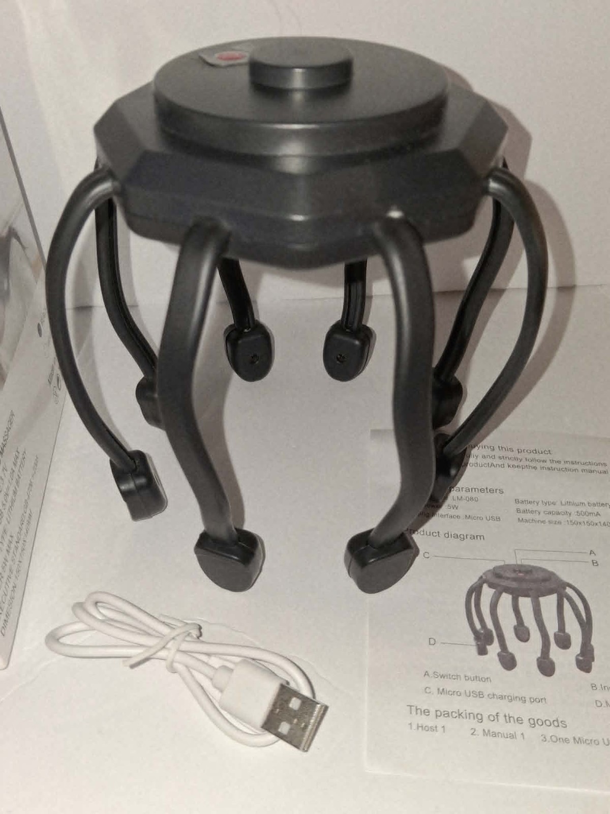 USB Electric Octopus Claw Scalp Massager Hands Free Therapeutic New