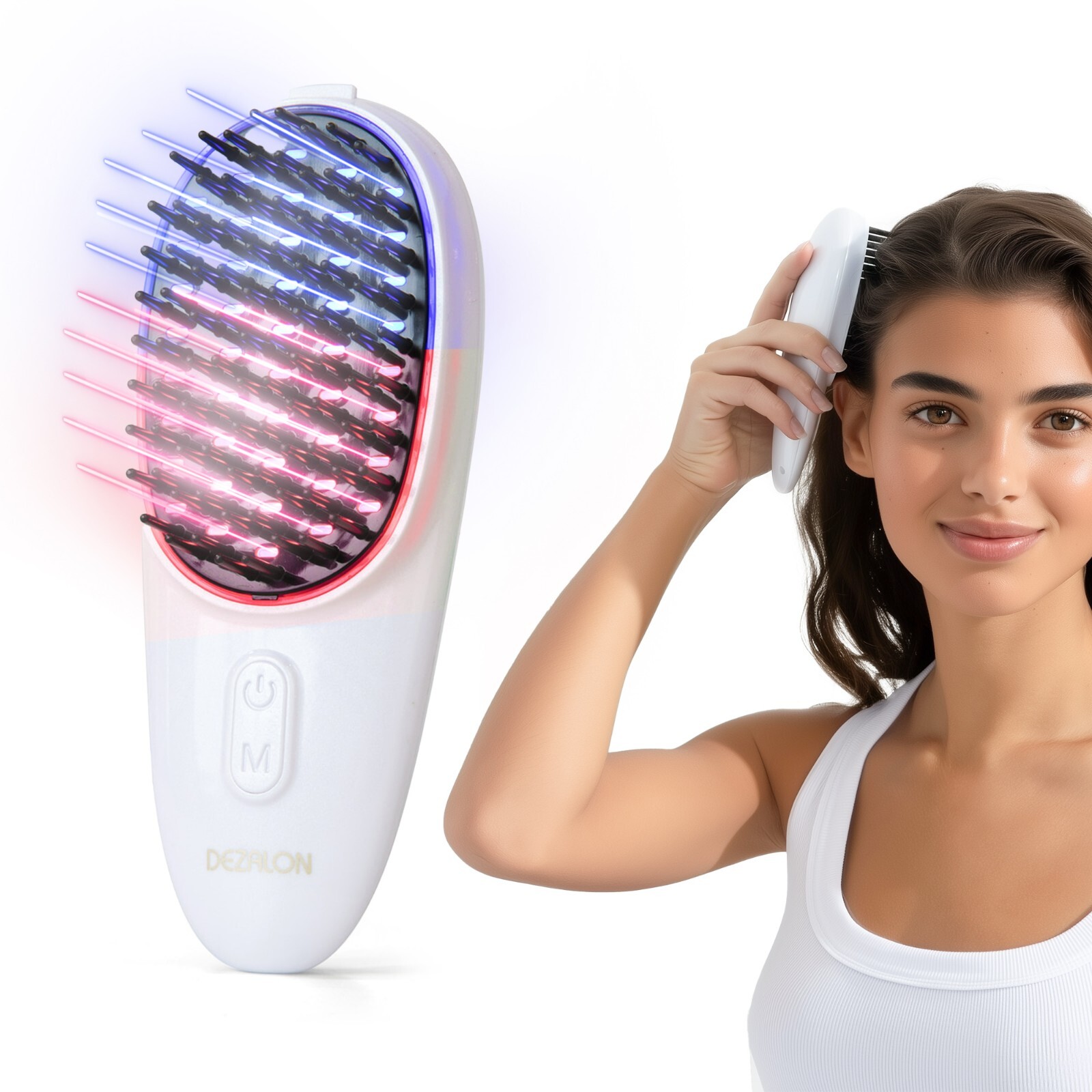 DEZALON Electric LED Scalp Massager-USB Rechargeable Red Light Vibration Brush