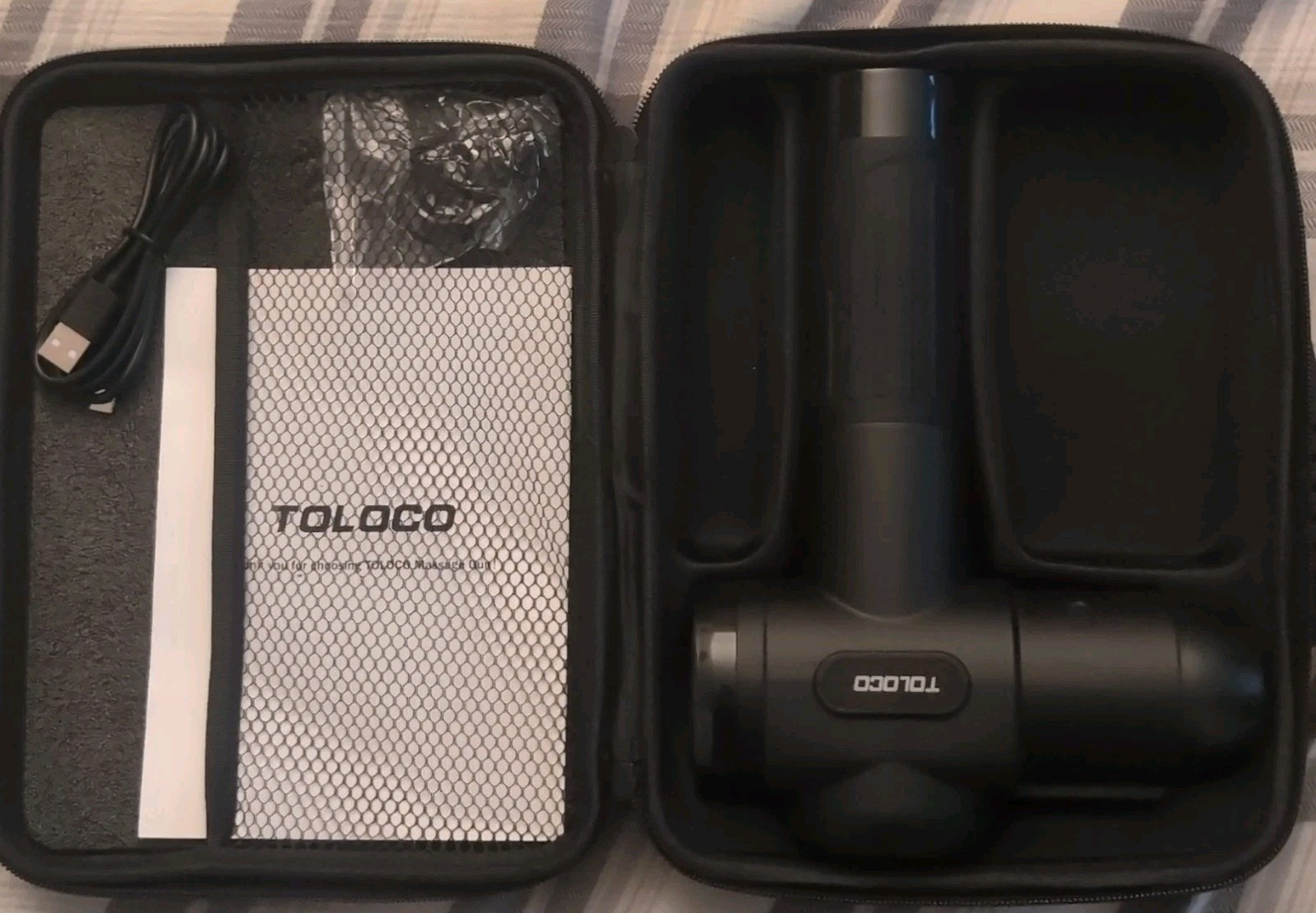 TOLOCO EM26 Percussion Massage Gun Cordless Handheld w/ 10 Heads & Case