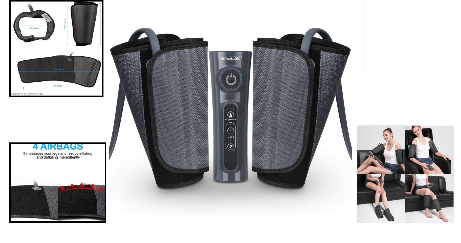 Elegant Leg Massager with Adjustable Wraps – 3 Levels of Circulation Enhancement