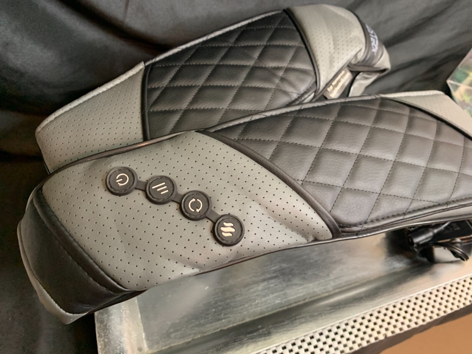 Resteck Gray Black Shiatsu Massager For Neck and Back w/ Heat + Case