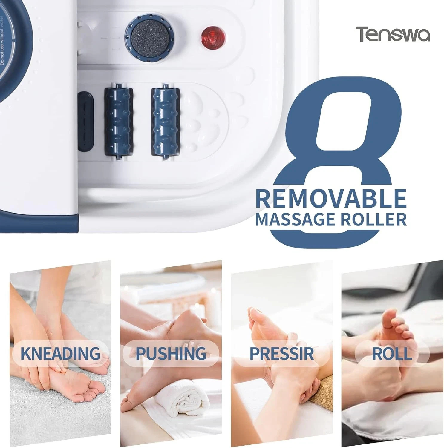 Collapsible Foot Spa Bath Massager with Heat Bubbles Pedicure Foot Spa with 8