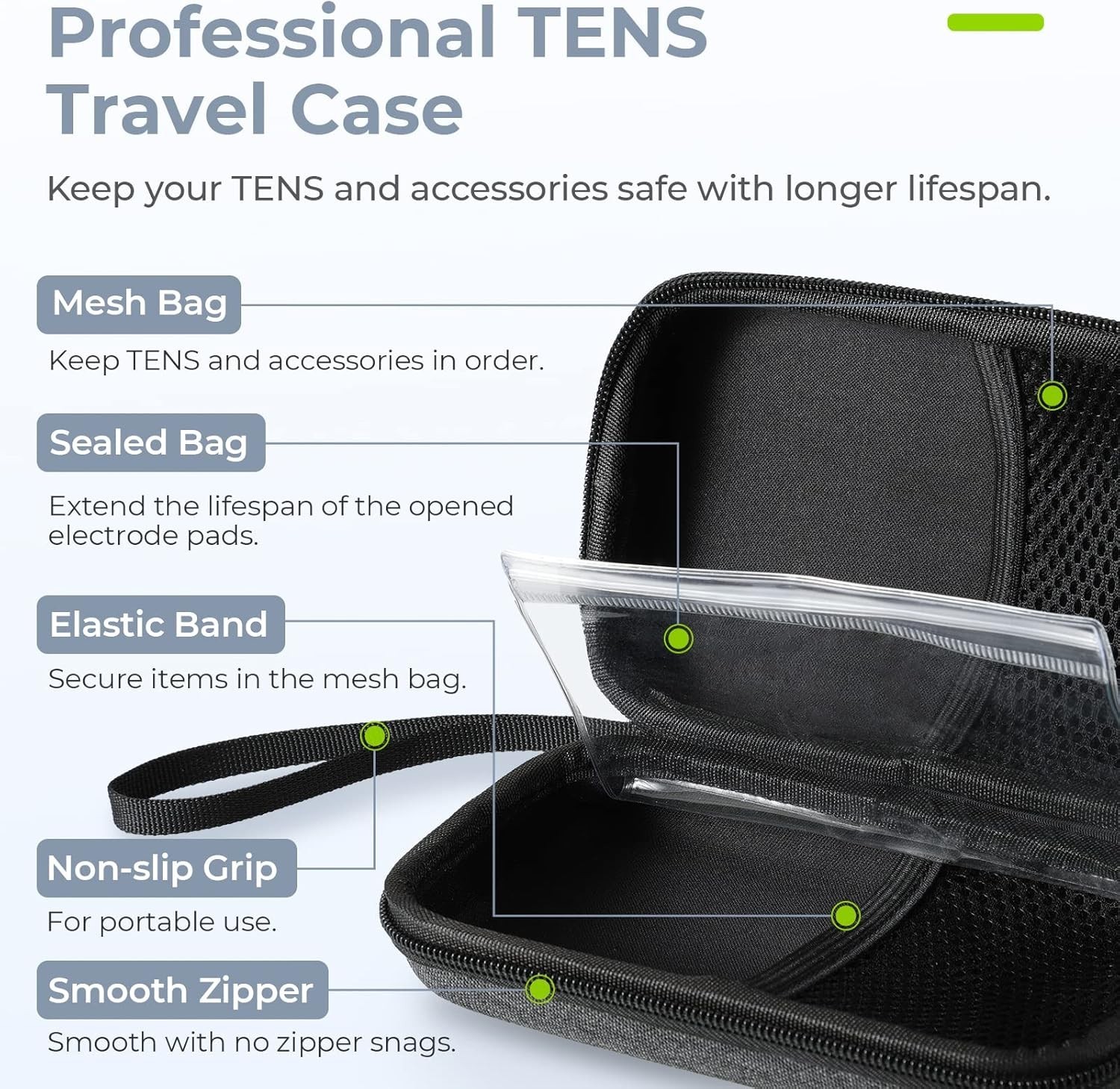 Organized Shockproof Travel Case for TENS Unit & Accessories – Easy Carry Design