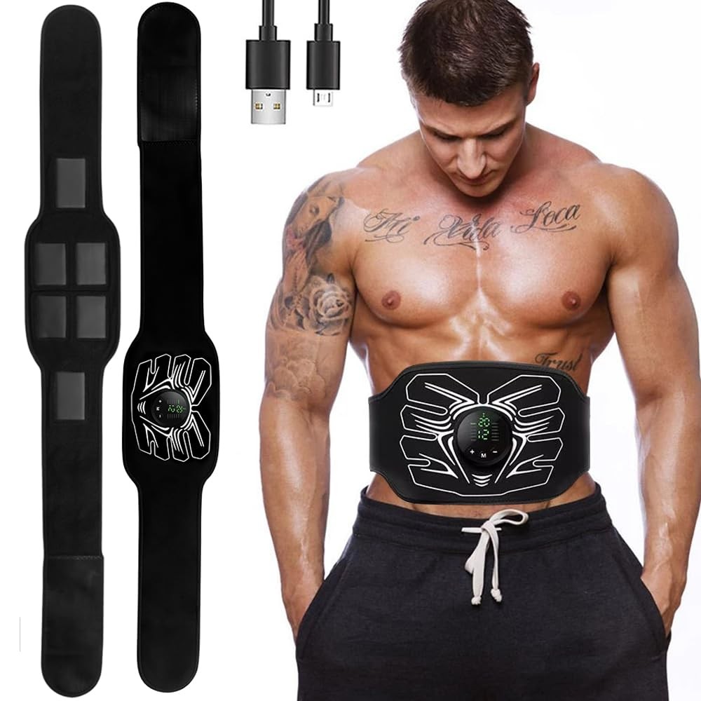 Abs Stimulator, Portable EMS Abdominal Muscle Toner for Home and Office Fitness,