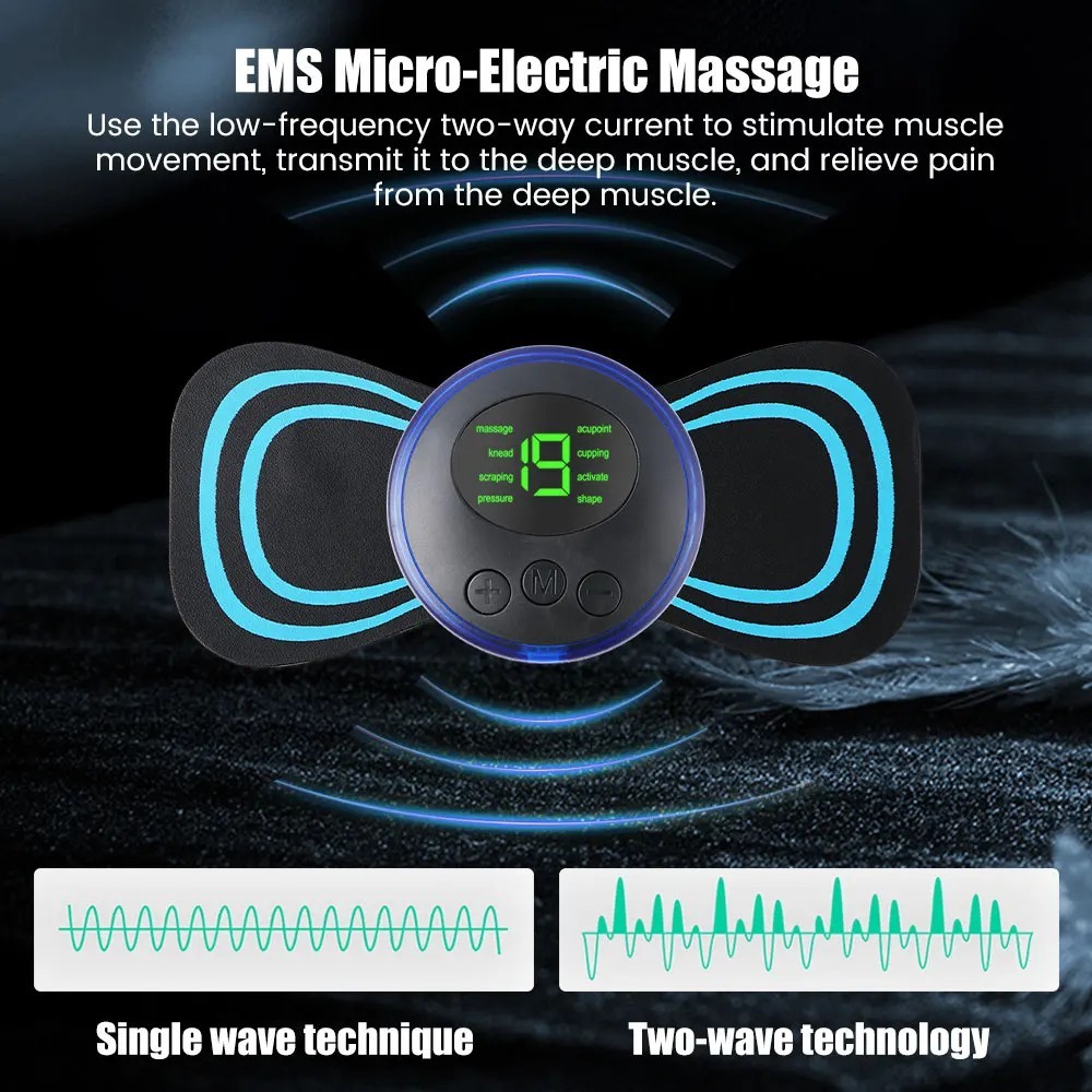 Mini Portable EMS Neck Massager Electric Cervical Pain Relief Massage Patch