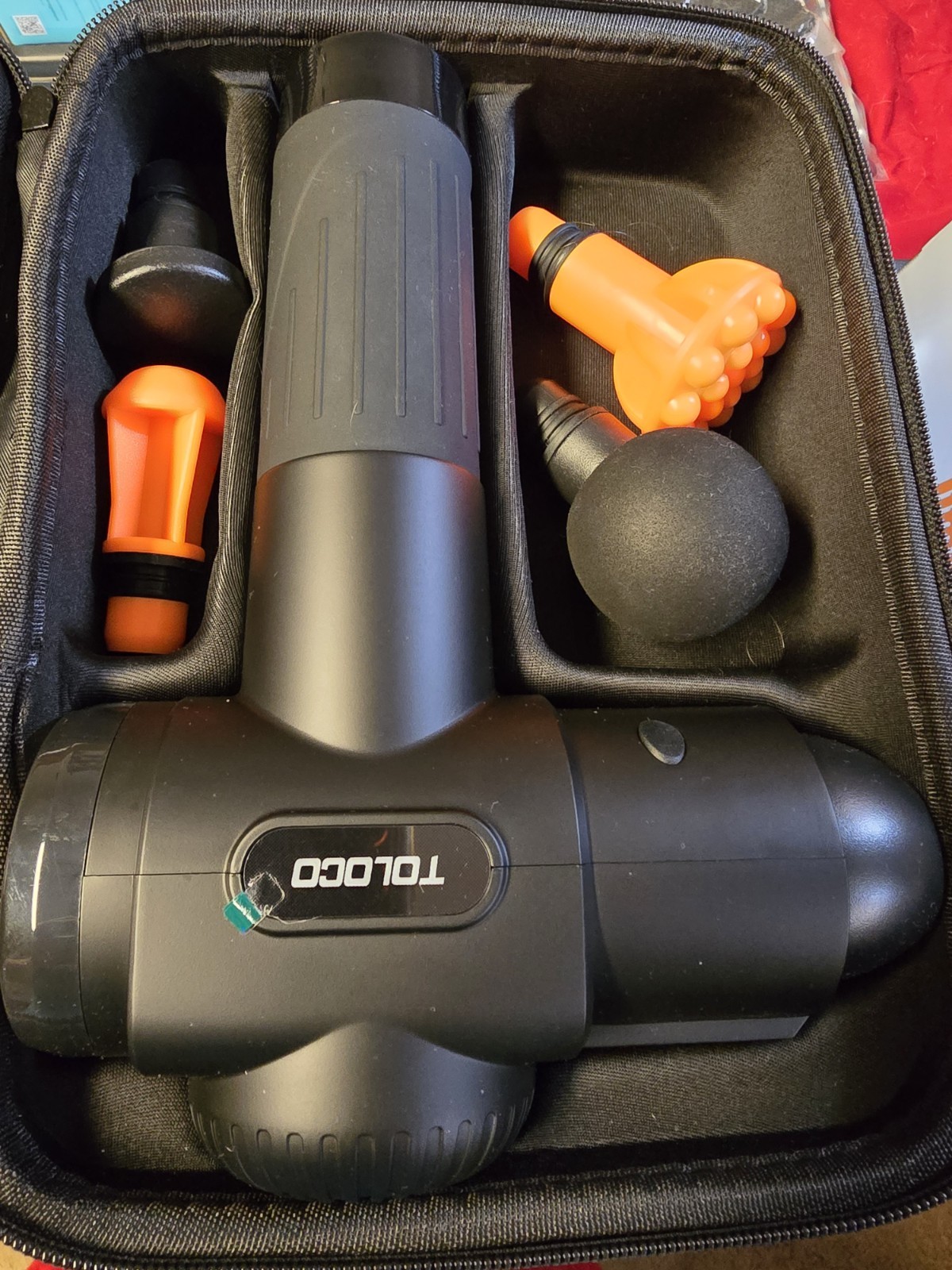 TOLOCO Handheld Percussion Massage Gun w/ 4 Heads & Carrying Case