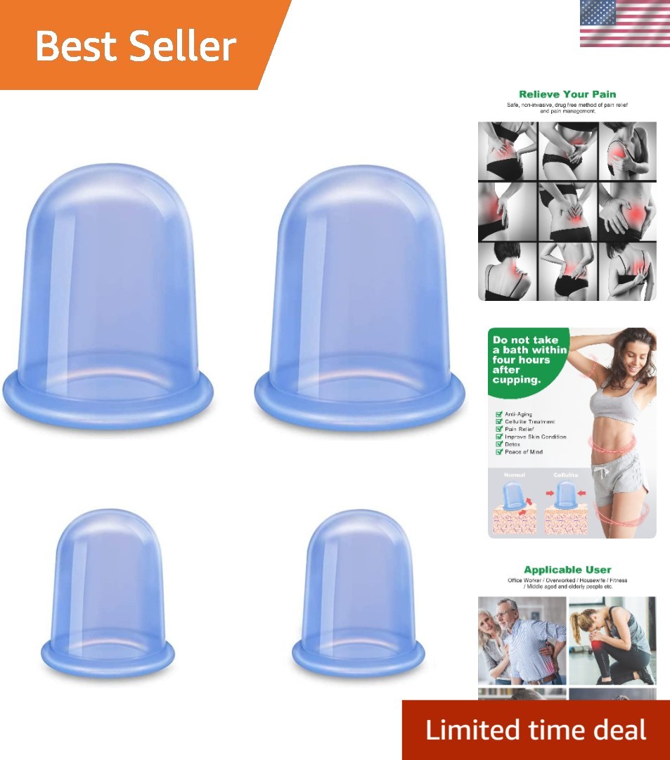 Silicone Cupping Therapy Cups for Joint Pain Relief & Stress Reduction – 4 Count