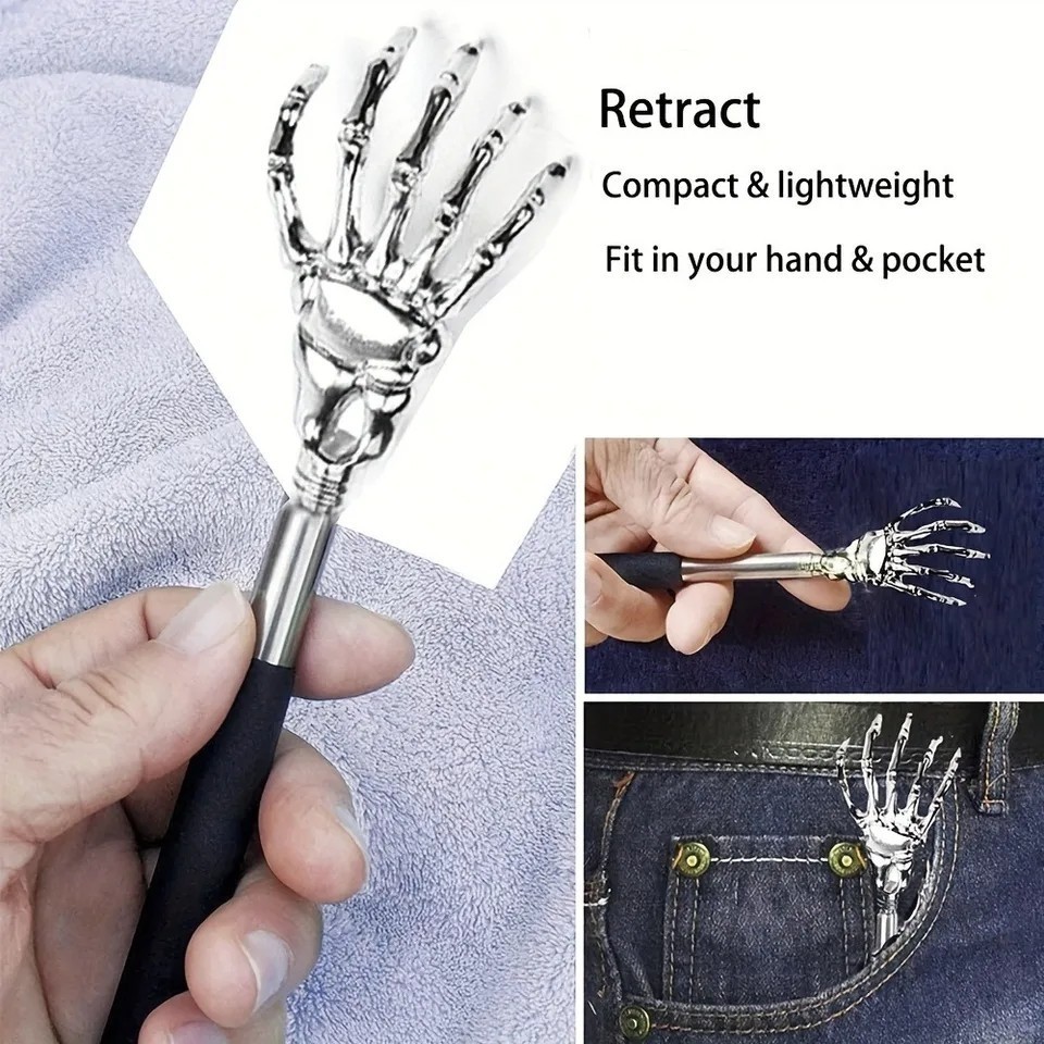 3 Piece Extendable Back Scratcher Portable Telescoping Metal Stainless Steel