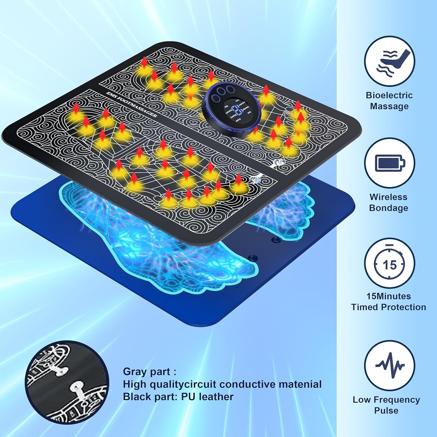 Electric Muscle Toner Machine Foot Massager &Abdomen Massager Pain Relax Machine