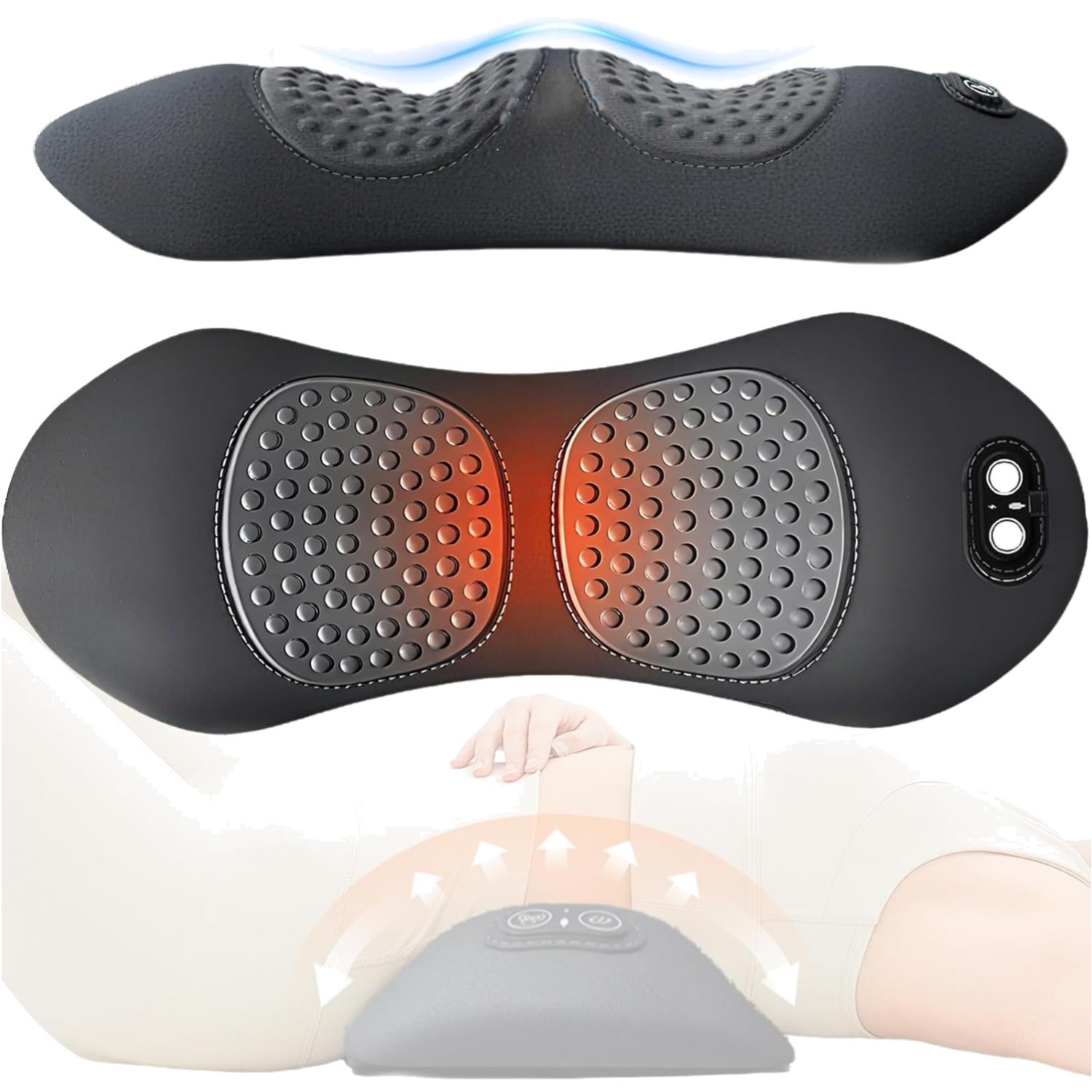 3 in 1 Lumbar Pillow，Smooth Triple Fusion Electric Back Massager with Vibrati…
