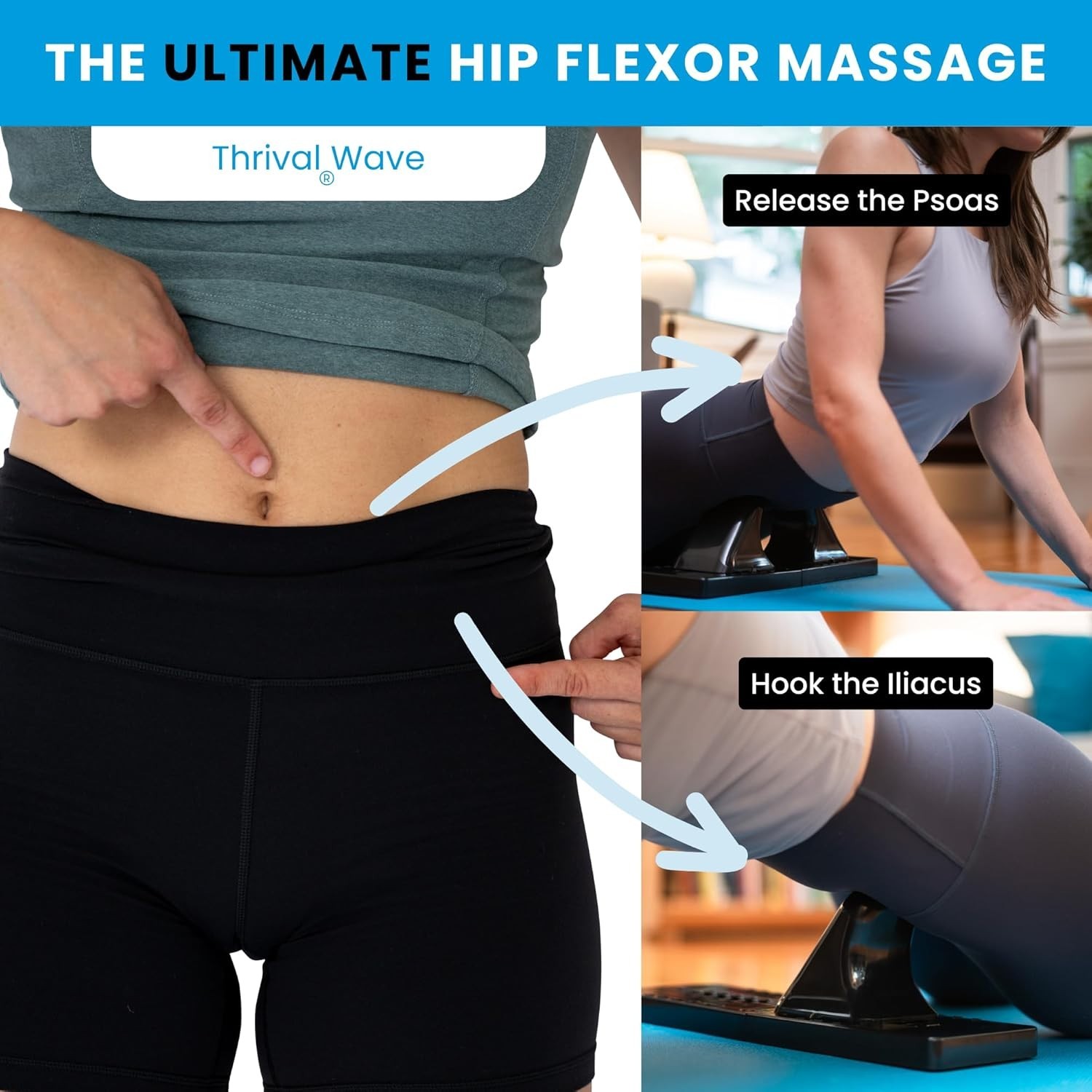 Wave – Fully Adjustable Psoas Muscle Release Tool with Thrival App for QL, Hip F
