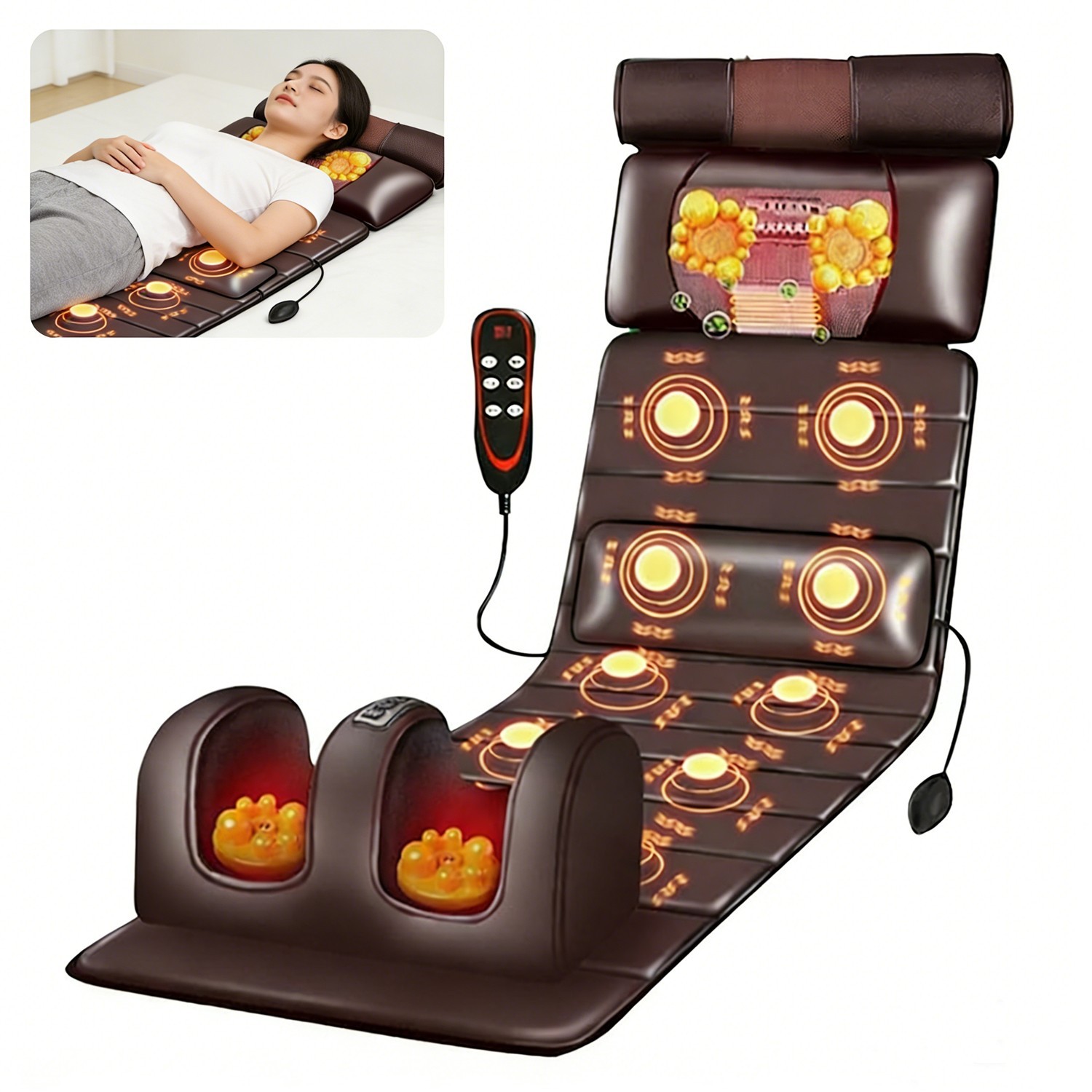 Full Body Massage Mat, 9 Modes 9 Levels, Hot Vibration, Relieve Body Fatigue