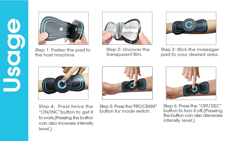Portable EMS Mini Electric Neck Back Massager Cervical Massage Patch 100 PACK!!!