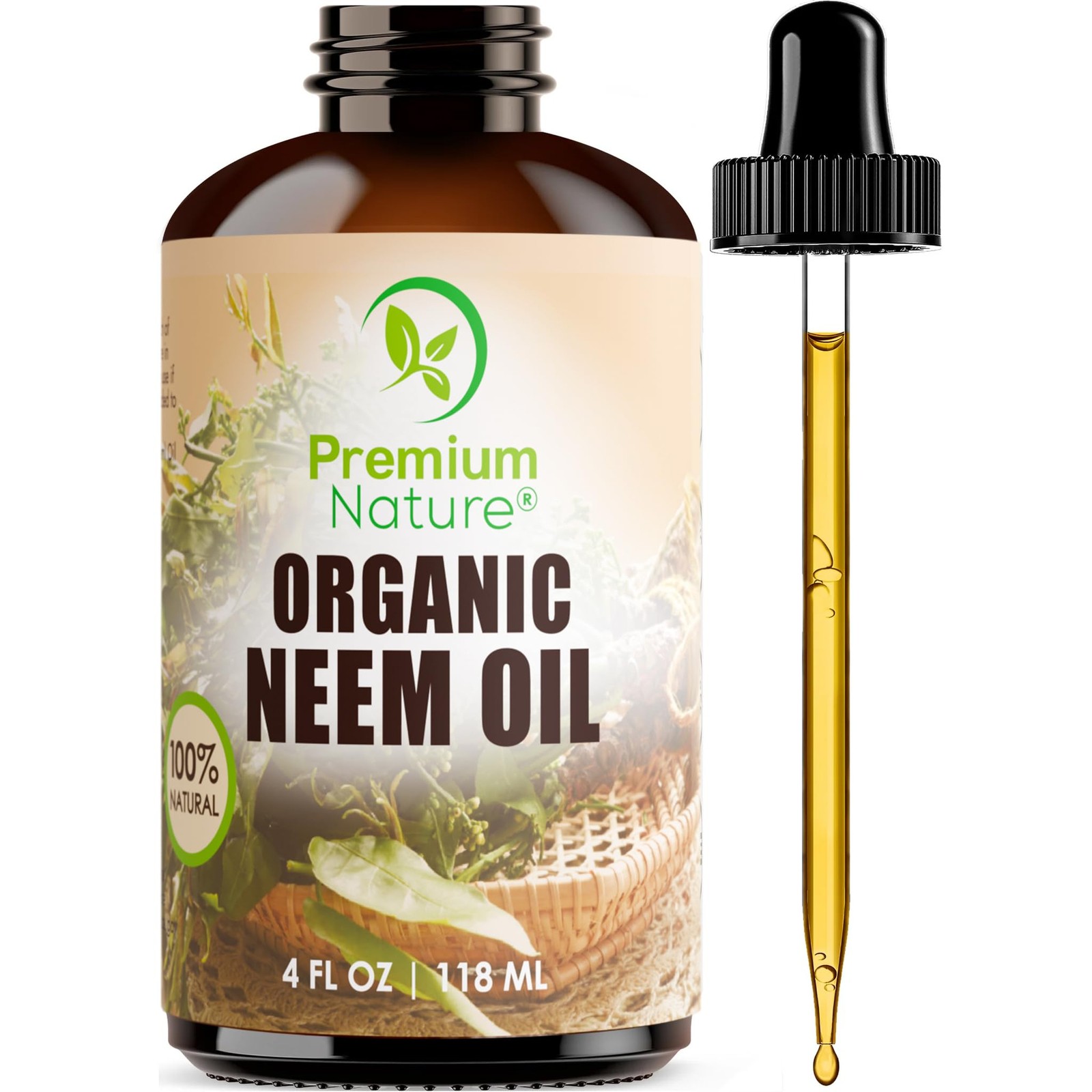 Pure Cold Pressed Neem Oil for Skin, Hair, Massage & Indoor Plants – 4 oz
