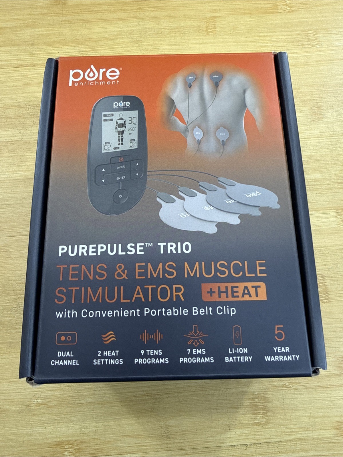 NIOB Pure Enrichment PurePulse Trio TENS, EMS & Heat Muscle Stimulator