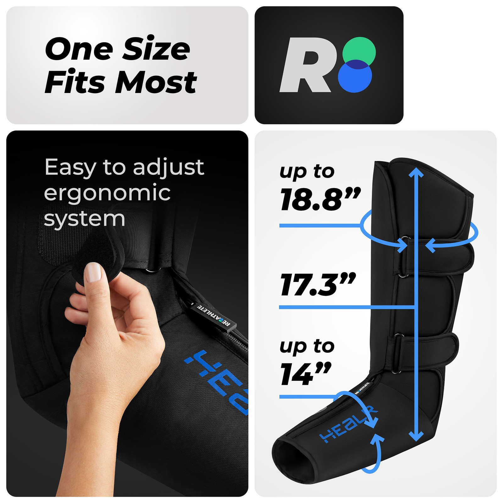 REATHLETE HEALR Adjustable Hot/Cold Therapy Massager for Leg, Calf, and Foot