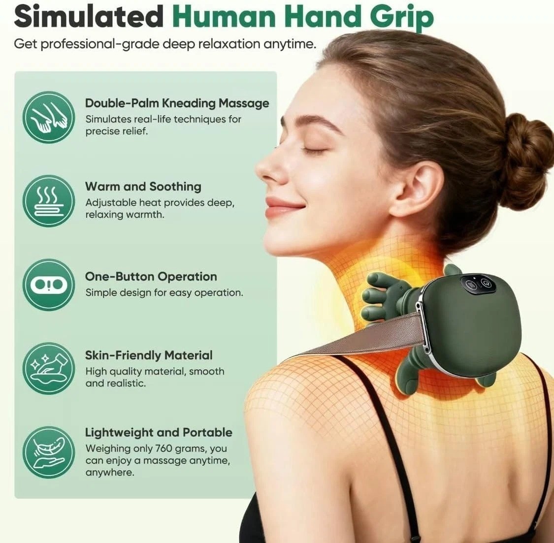 Electric Neck & Shoulder Massager with Heat Shiatsu 4D Kneading Pain Relief NEW