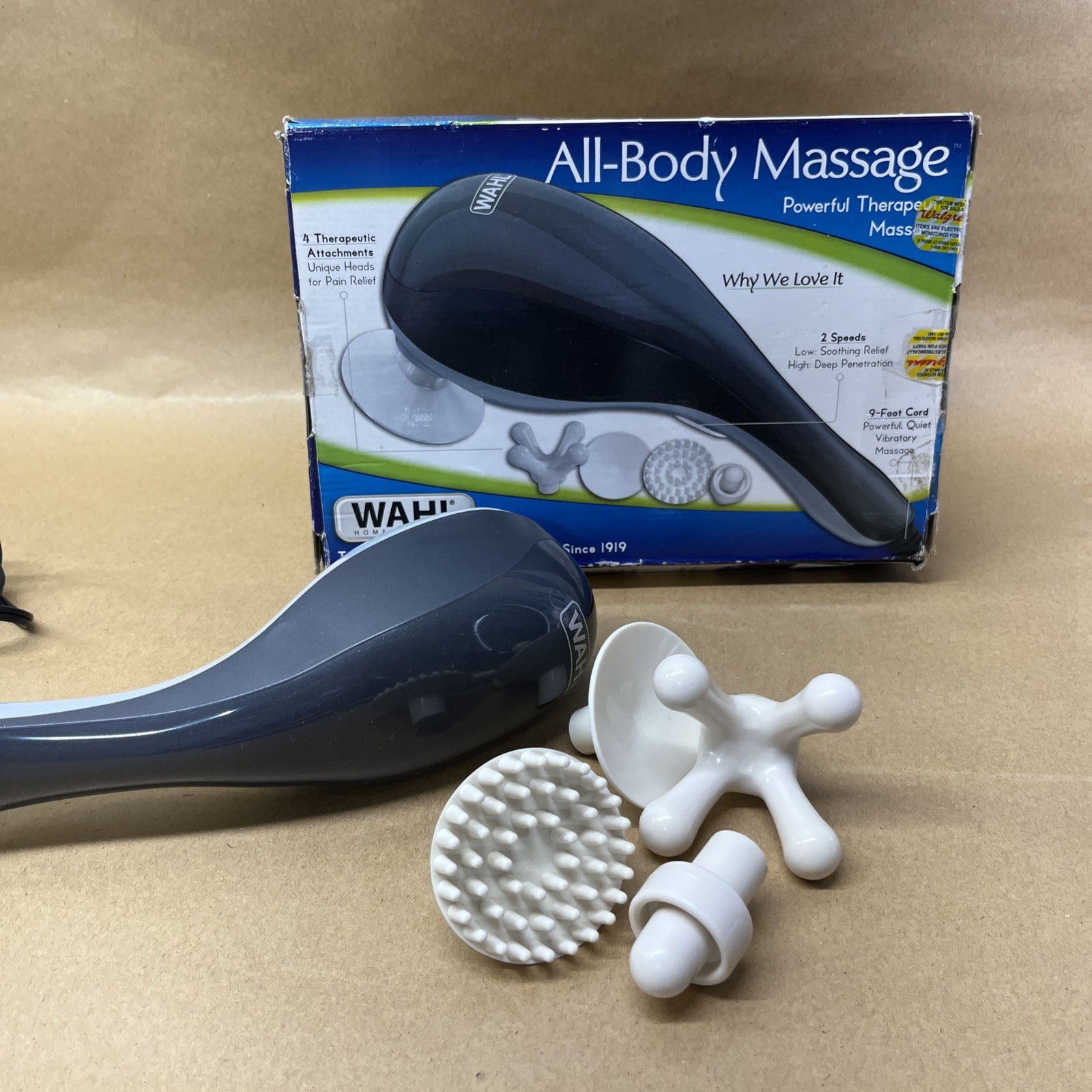 Wahl 4120-600 Two Speed All-Body Massager Compact Design & 4 Attachments