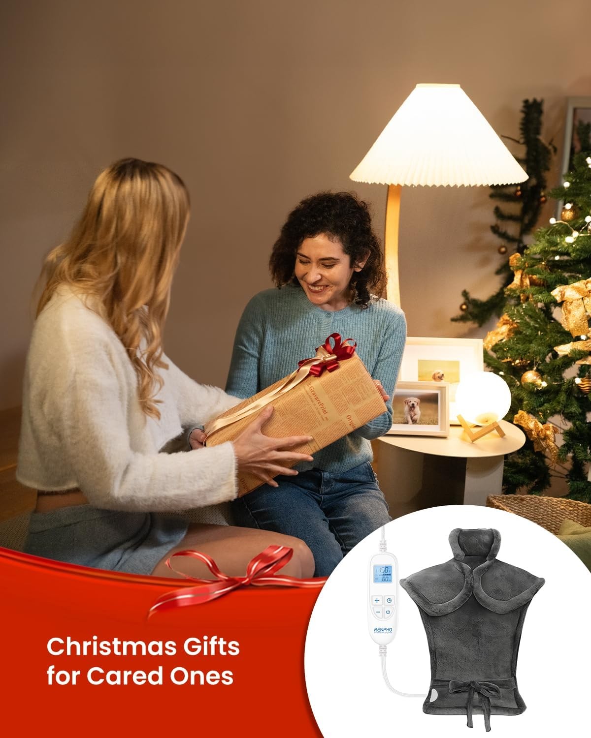 RENPHO Electric Heating Pad for Back Pain Relief, Birthday Christmas Gifts Gray