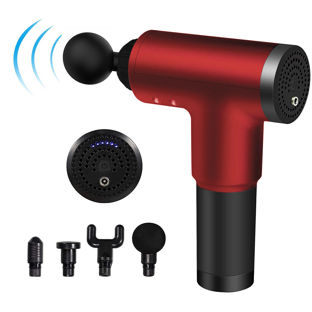 Massage Gun Percussion Massager Deep Tissue Muscle Vibrating Relaxing + 4 Heads