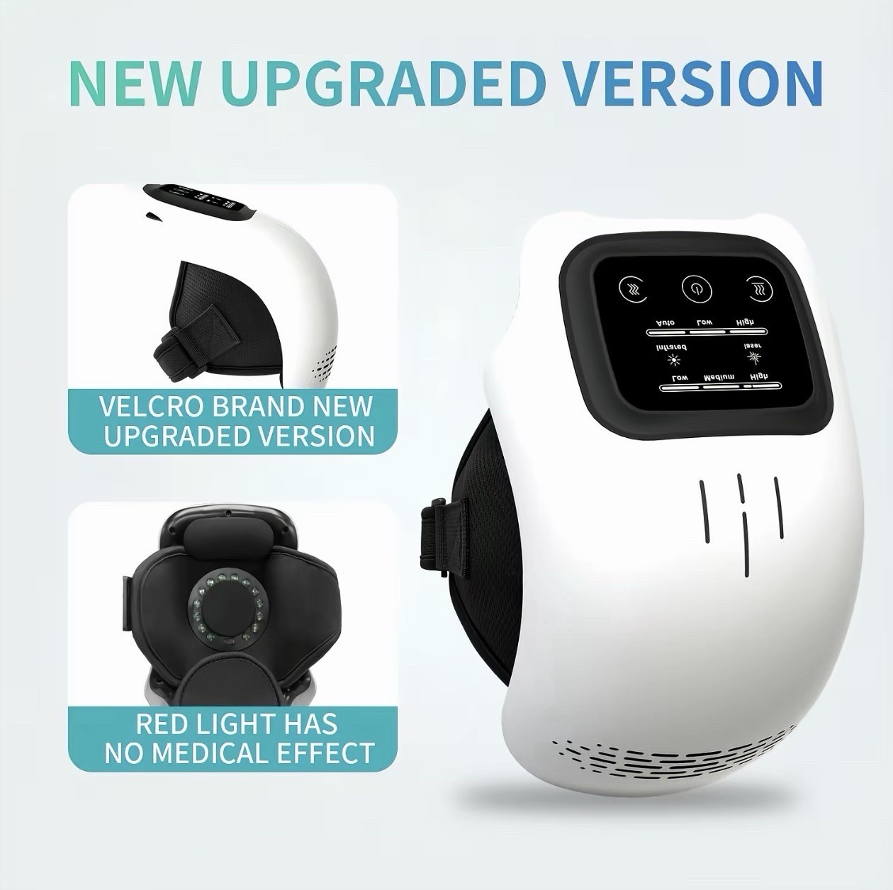 Cordless Knee Massager Heat Vibration Adjustable Knee Pain Relief White