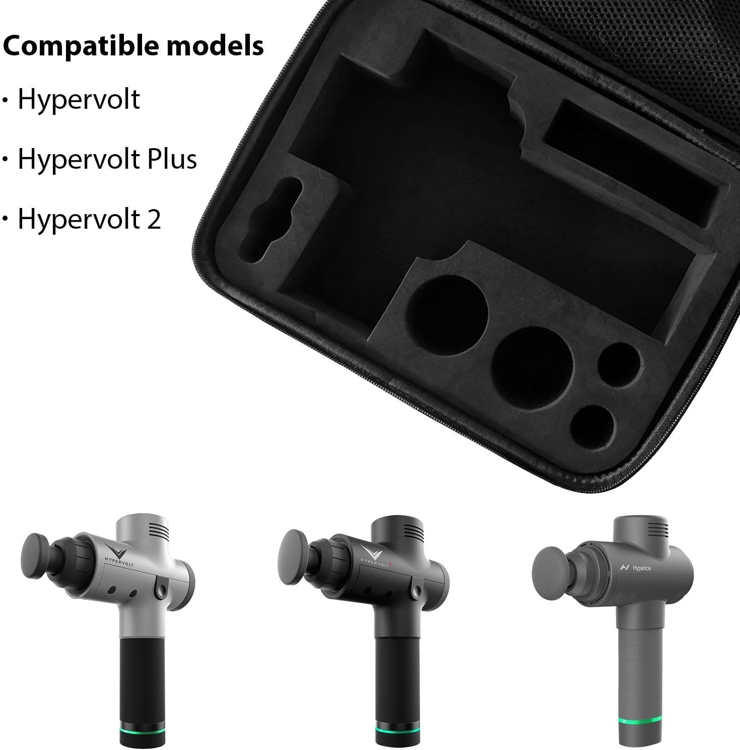 Waterproof Hard Shell Carrying Case for Hyperice Hypervolt – 5 Slots, Portable