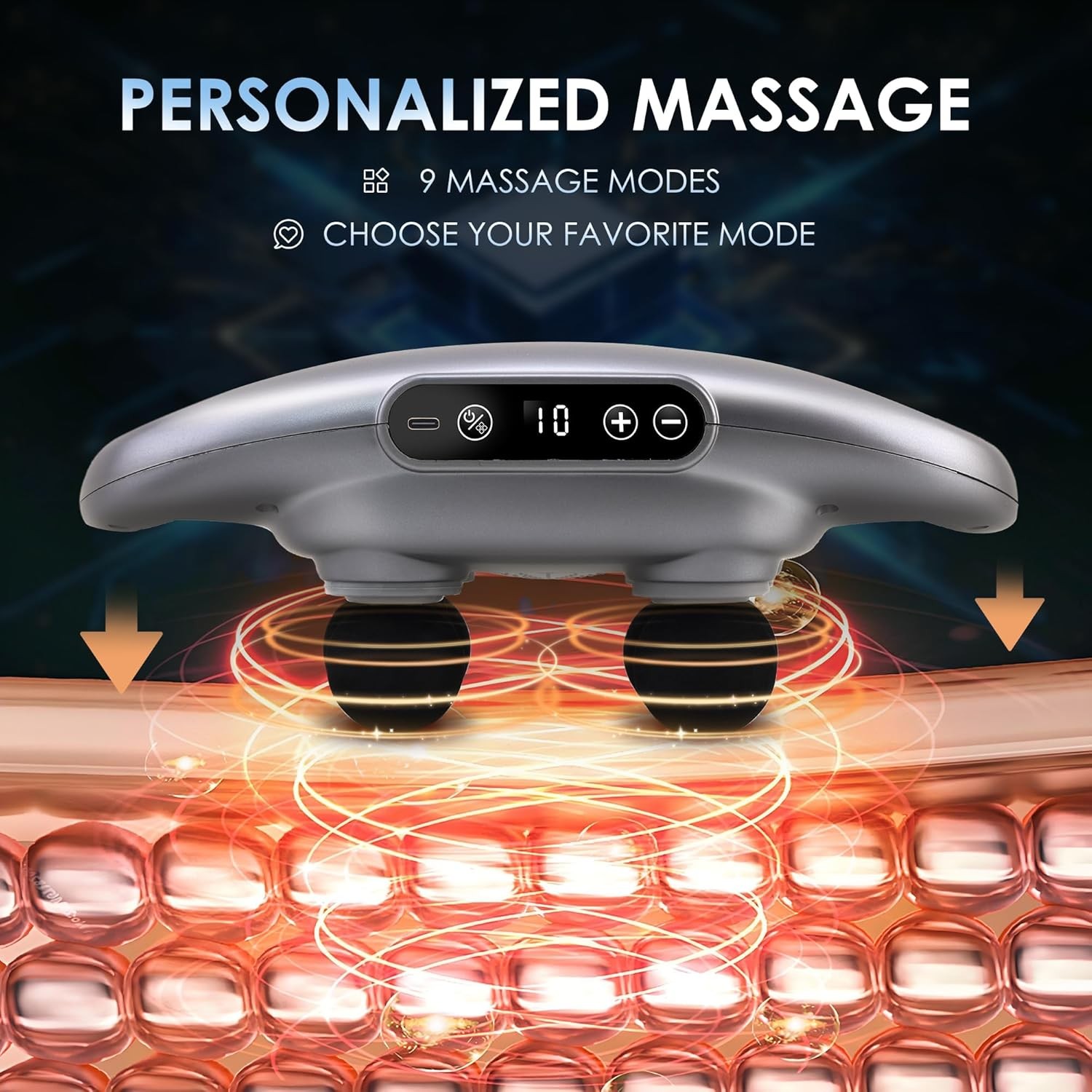 Massage Gun Deep Tissue Percussion Massager 6 Head 9 Modes 9 Speed Levels Relax