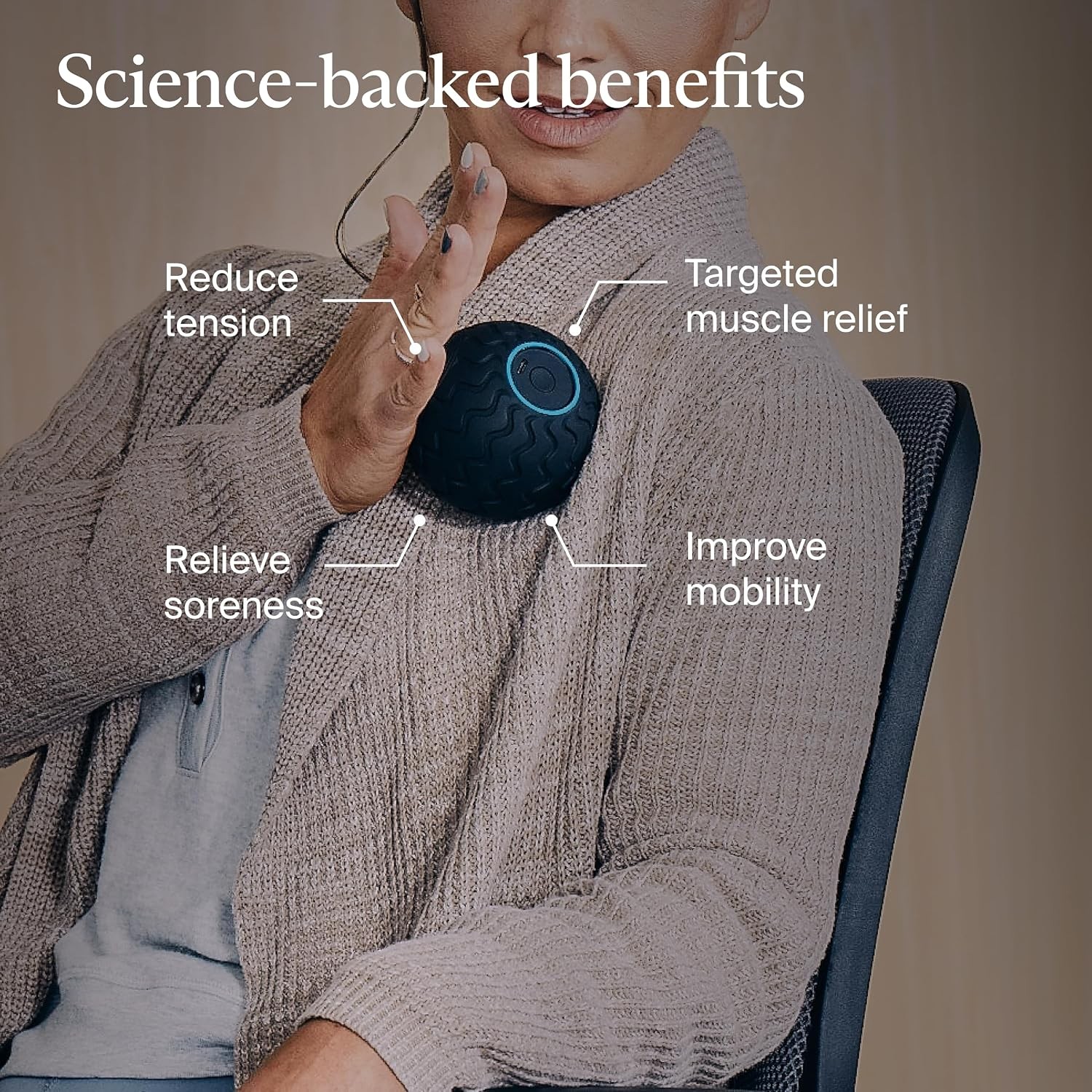 Therabody WaveSolo Handheld Bluetooth Massage Device QuietRoll Technology