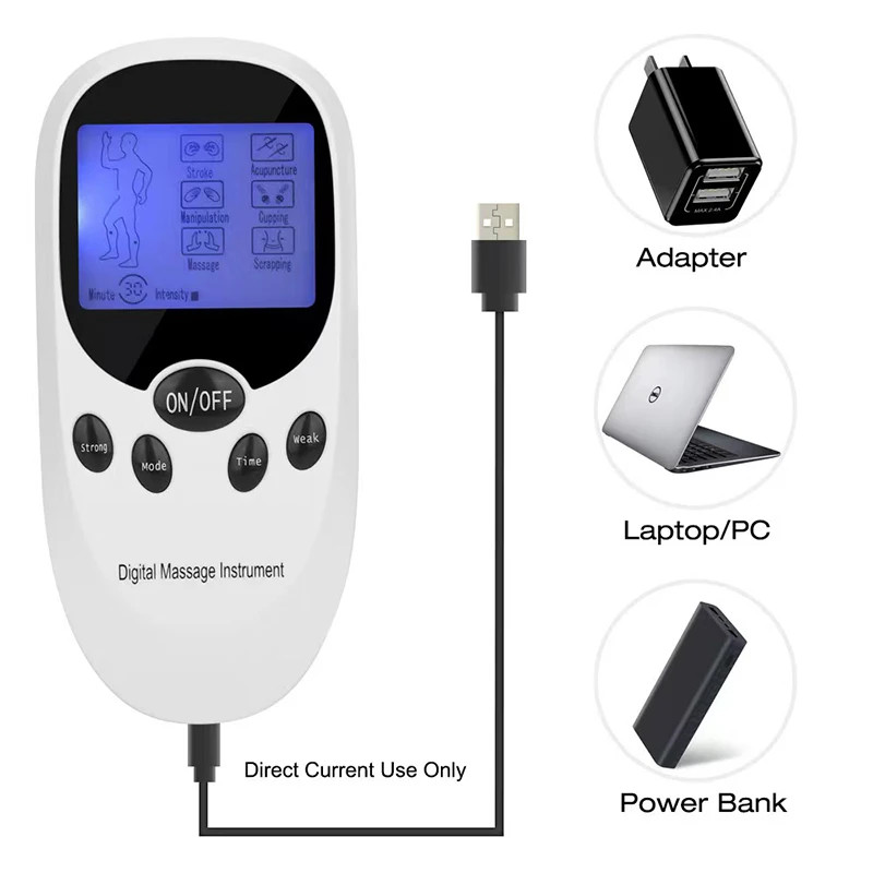 Dual Channel Electric Massager Relax Muscle Stimulator Electrode Pad Health Care