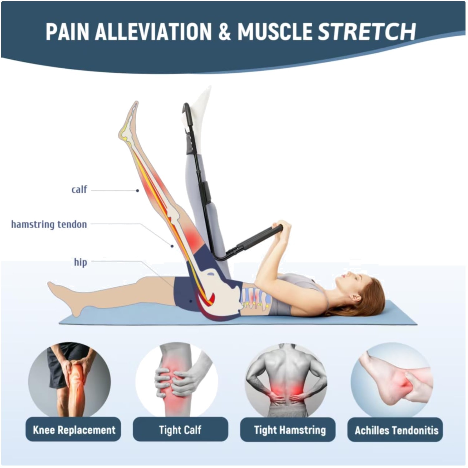 Hamstring Stretcher for Knee & Hip Pain Relief