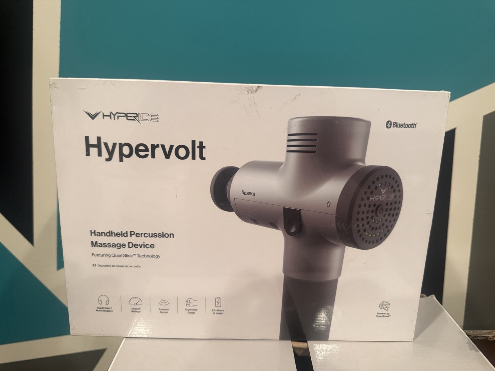 Hyperice Hypervolt Percussion Massage Gun, Bluetooth Cordless Handheld Gray