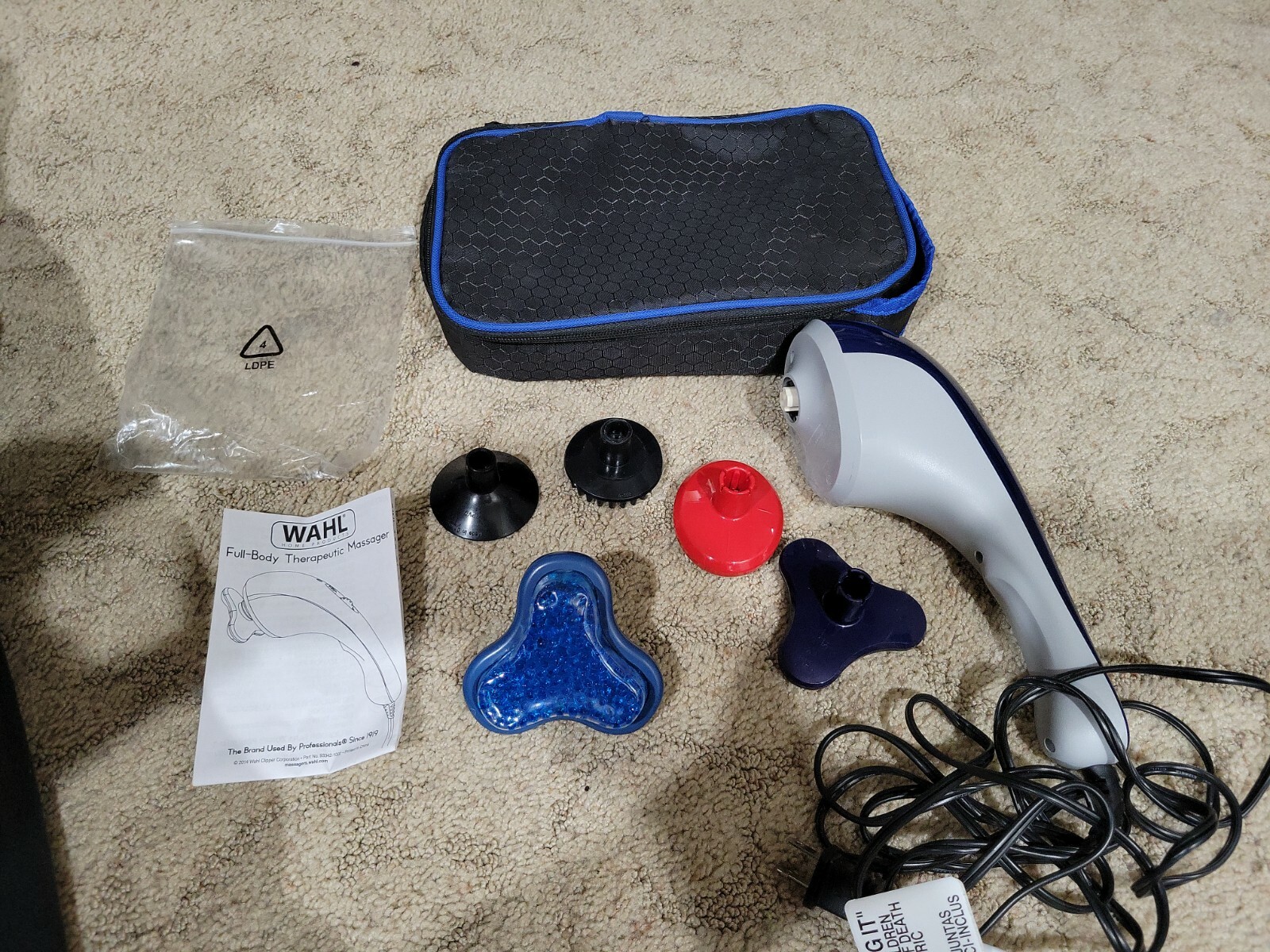 Wahl Hot Cold Therapeutic Light Vibratory Corded Massager Soothing Model 4295A
