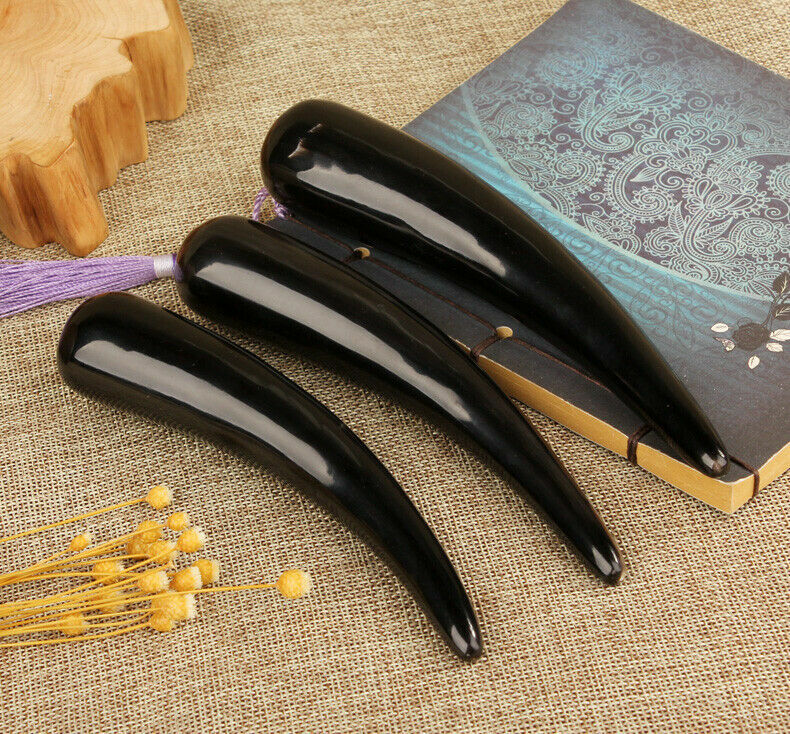 Black Buffalo Horn Massage Tool Point Tool Gua sha Healthy Cure Gua Sha Tool