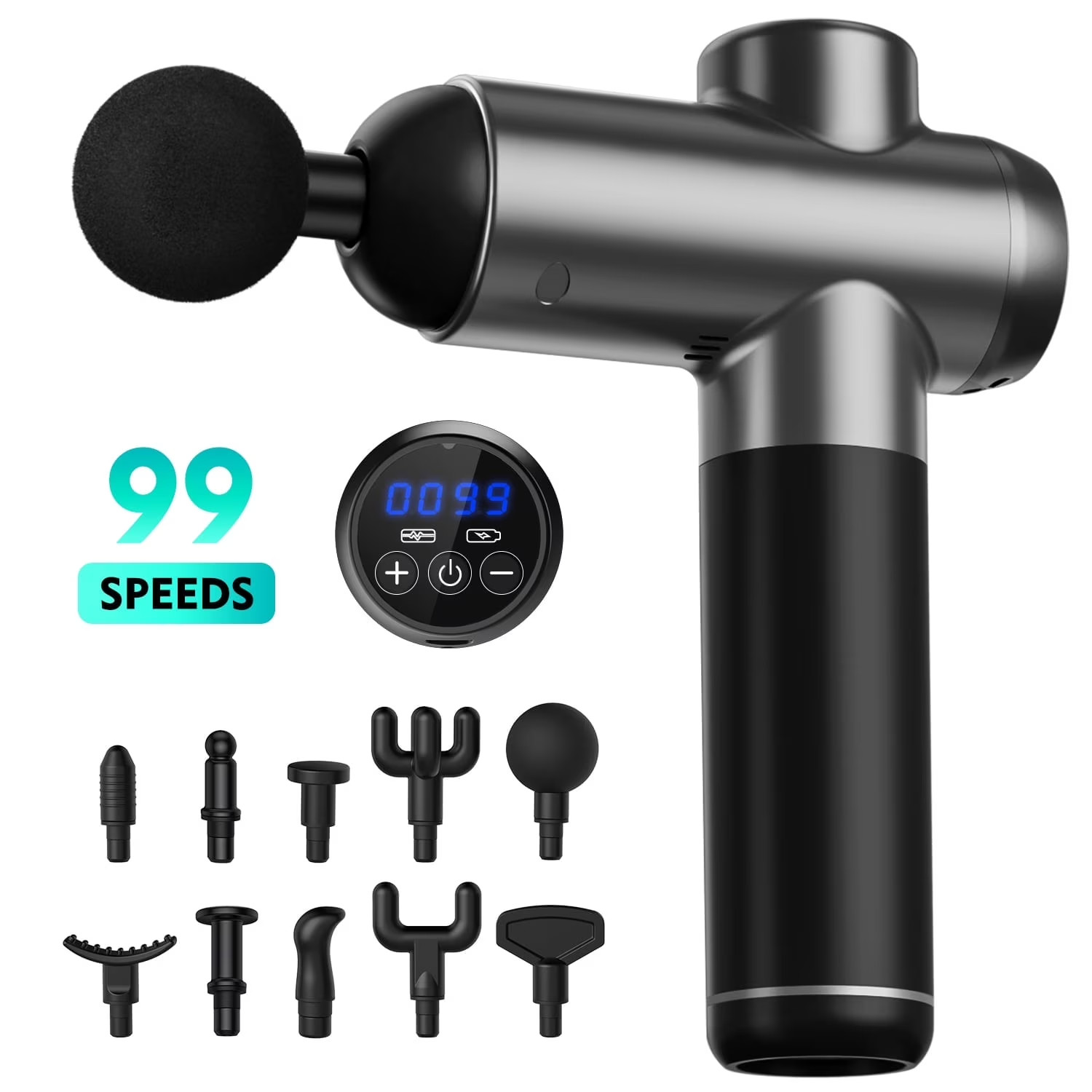 Best Massage Gun 99 Speed Deep Tissue Handheld Silent Portable w/10 Heads