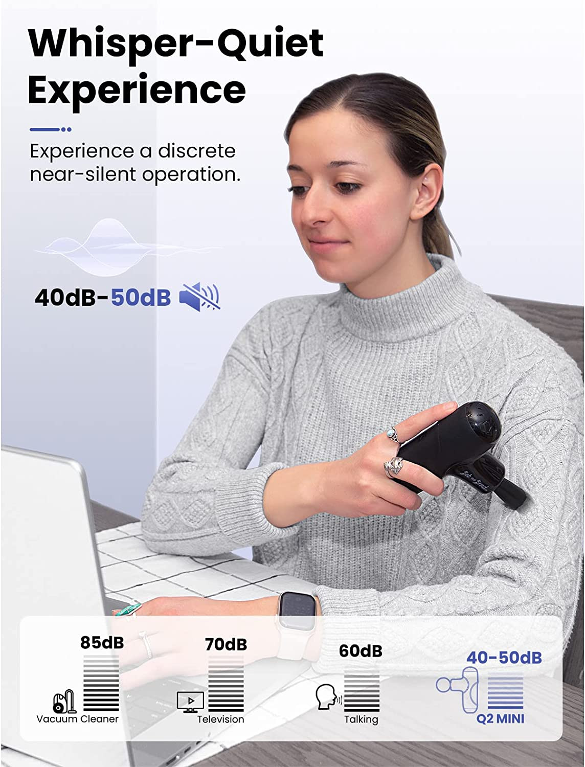 BOB AND BRAD Q2 Mini Pocket-Sized Deep Tissue Muscle Massager Gun Quiet Voice