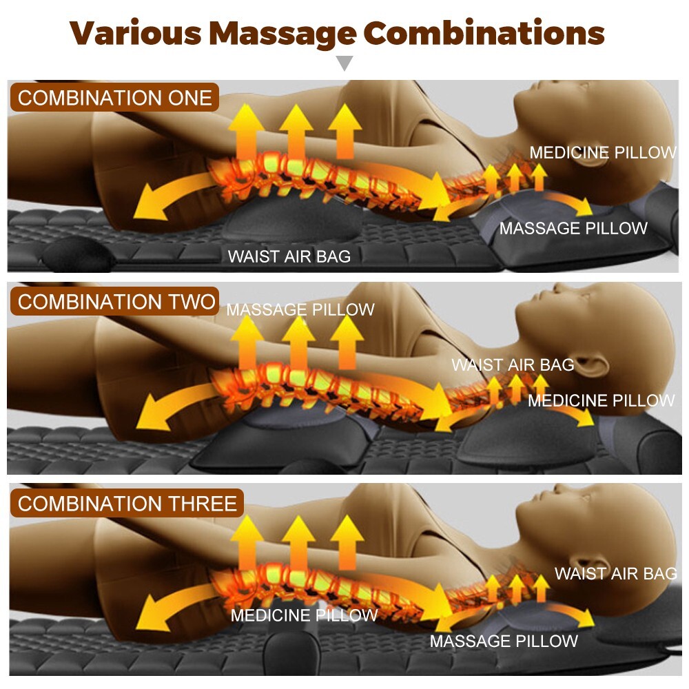 8 Mode Massage Seat Cushion with Heated Back Neck Massager Chair Home & Car