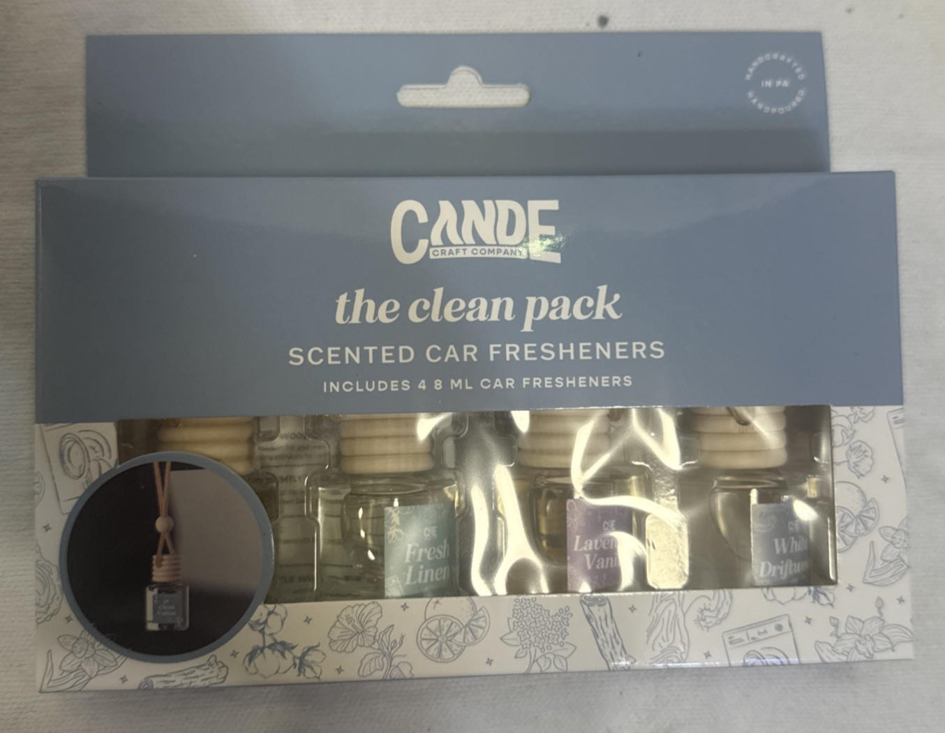 CANDE CRAFT COMPANY SCENTED CAR FRESHENER CLEAN PACK